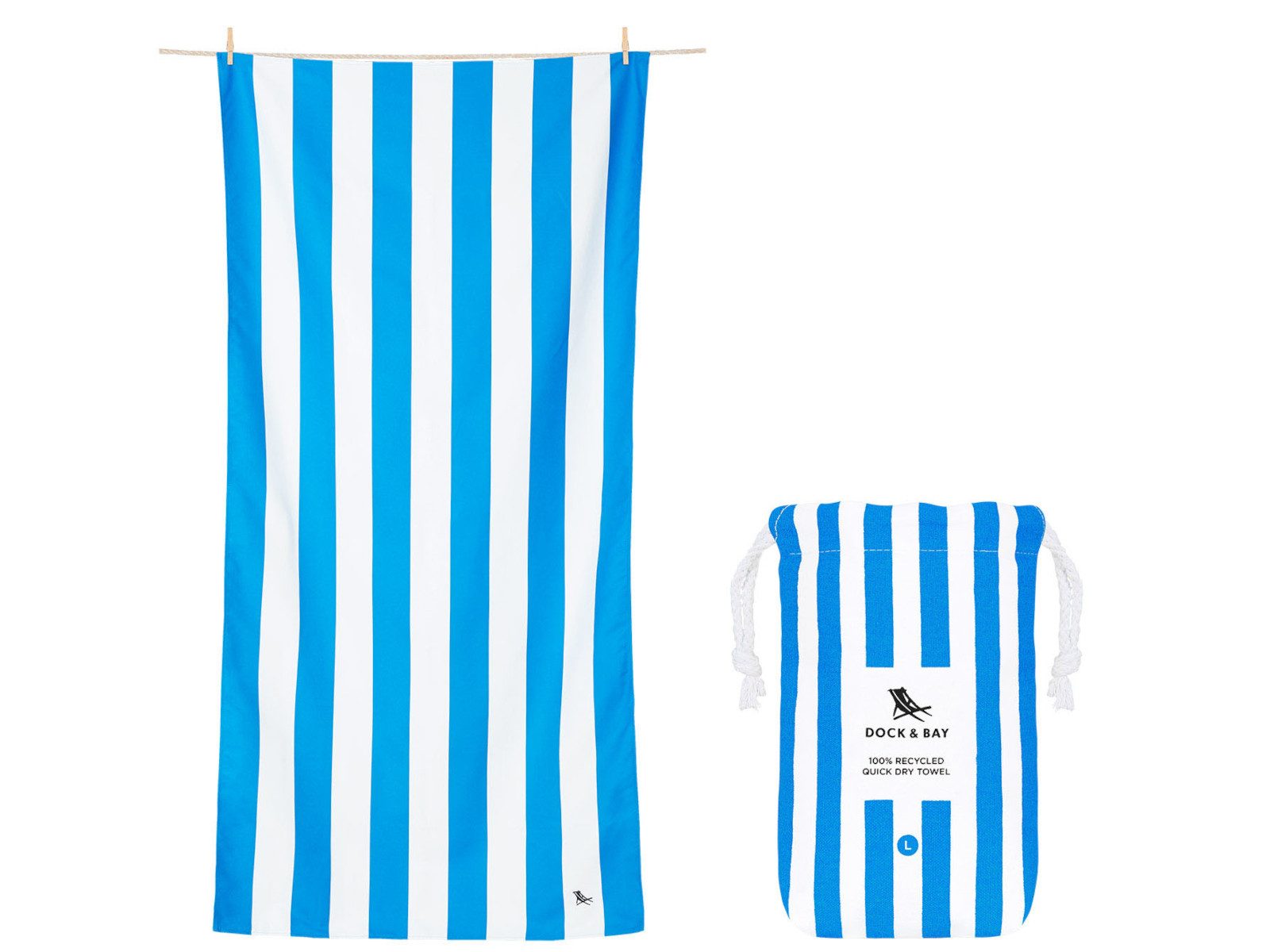 Dock & Bay LTD c/o Strandtuch Beach Towel L Bondi Blue 160x90cm, 100% Polyester (TOWLB-CAB-LG-BLUE-R)