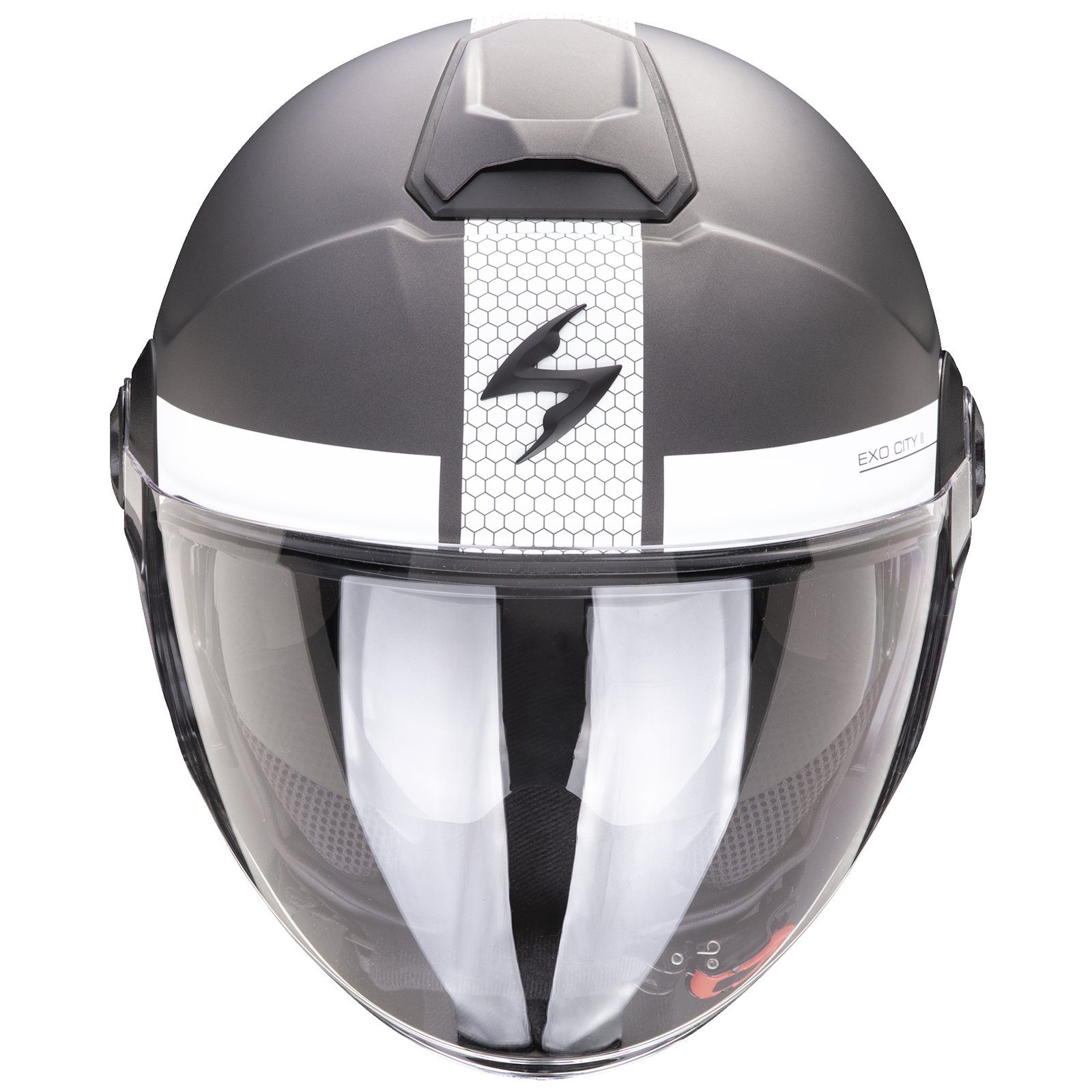 Scorpion Exo Motorradhelm Scorpion Exo-City II Short Jethelm Matt-Silber / Weiss (1er Set), jethelm für motorrad
