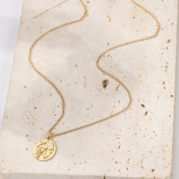 Hey Happiness Statementkette 'Changer' Halskette Silber 925 mit Bedeutung, 18K Gold, Filigrane Damenkette Anhänger Platte Sternen, Symbolkette