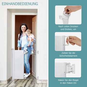 DOPWii Türschutzgitter Kindersicherheits-Schutzgitter, ausziehbares Babygitter für Babys, und Haustiere, Doppelschließsystem Deckenhaustiergitter, 86.6*130cm