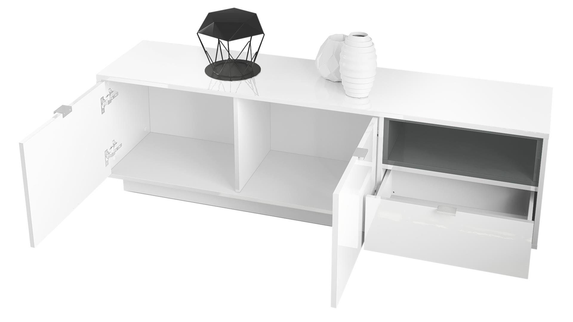 Vladon Lowboard Metro (Lowboard, mit 2 Türen), Schublade und offenem Fach