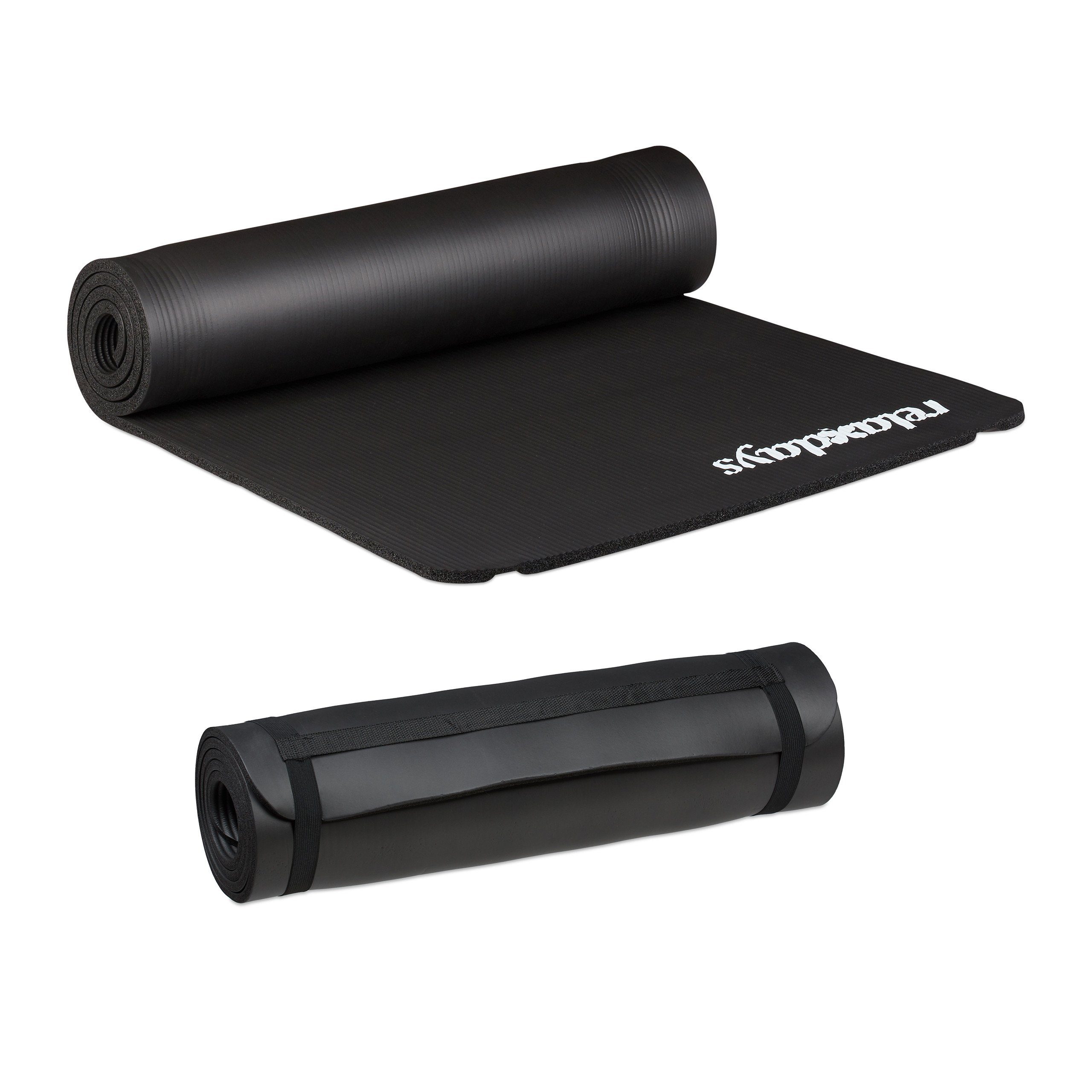 relaxdays Yogamatte 2 x Yogamatte 1 cm dick schwarz