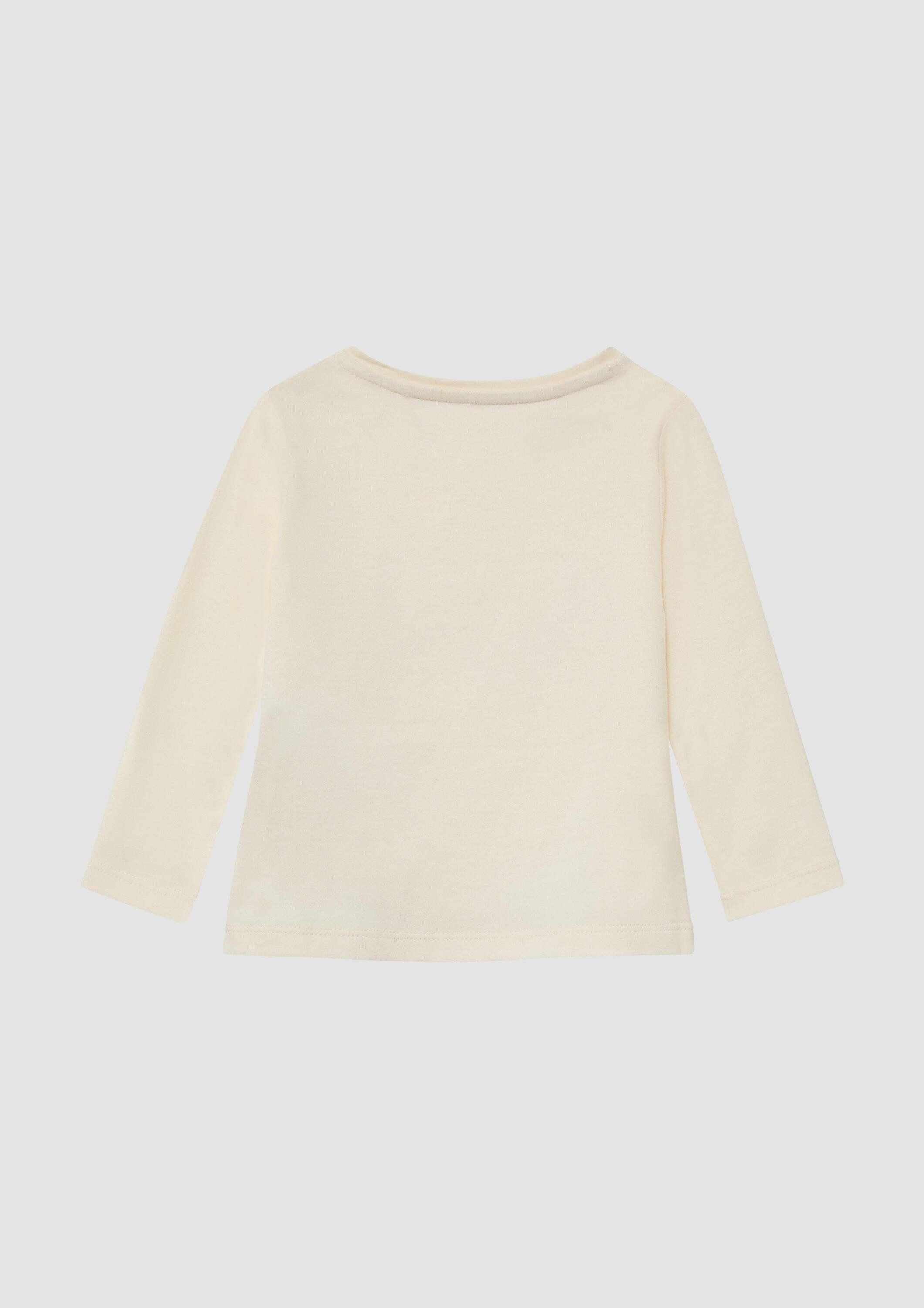 s.Oliver Langarmshirt T-Shirt Ausgestelltes Langarmshirt mit Print und Applikation