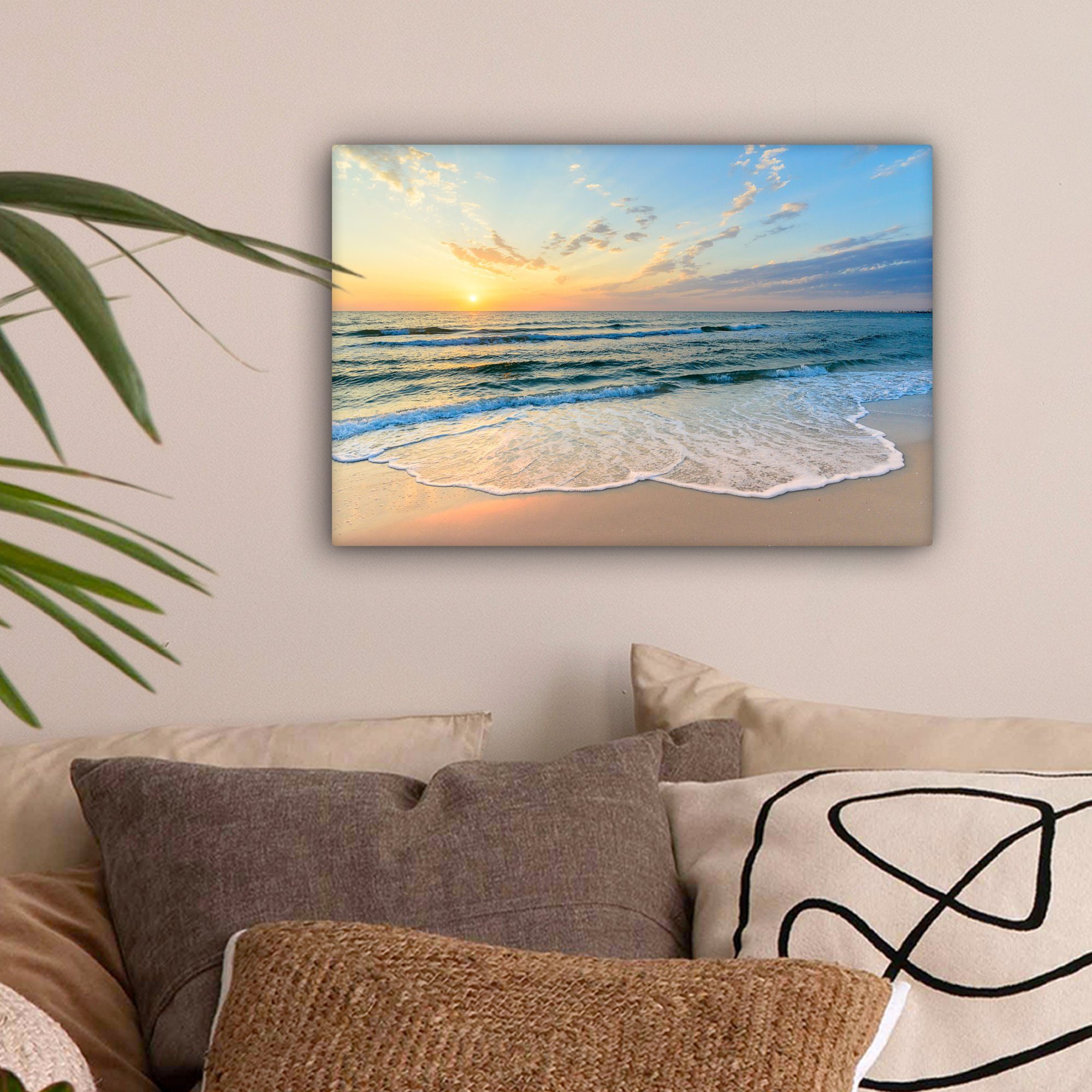 OneMillionCanvasses® Leinwandbild Strand - Meer - Sonnenuntergang - Golf, F günstig online kaufen