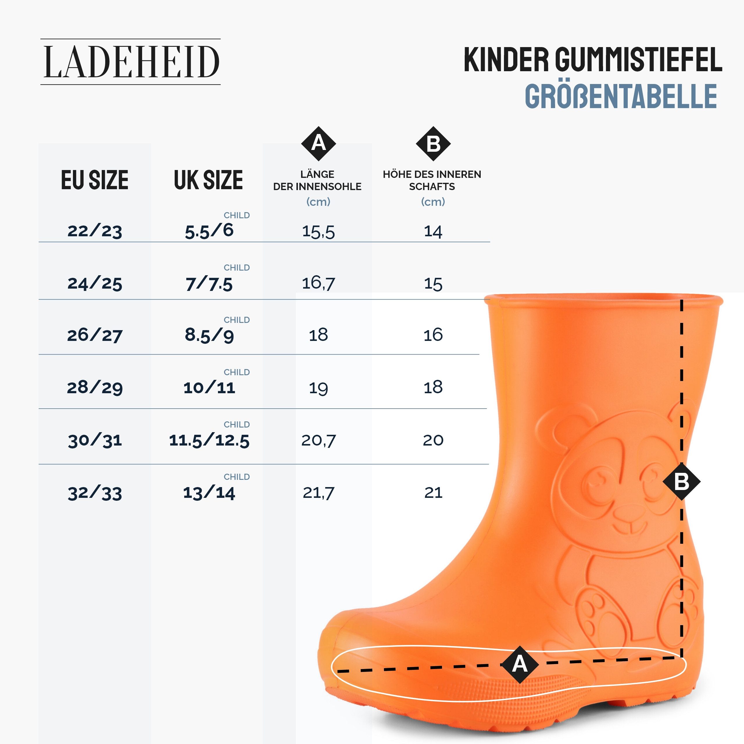 Ladeheid EVA Kinder Regenschuhe LA-CA-10 Gummistiefel