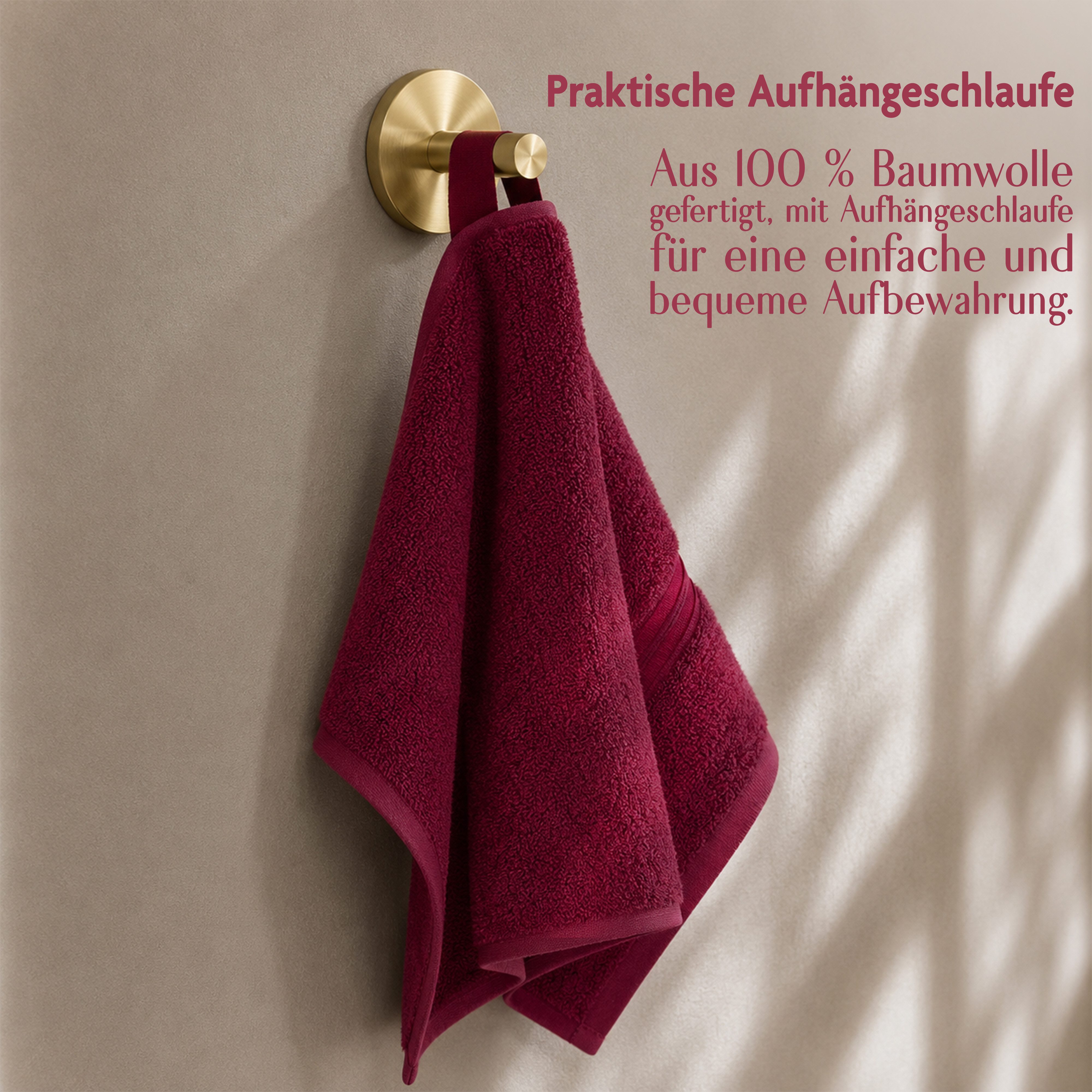 HAMMETEX Gästehandtücher 5er Set, 30x50 cm, weich & saugstark, 100% Baumwolle, Frottier (5-St), mit Bordüre, einfarbig, Schlaufe, 100% Baumwolle Frottee