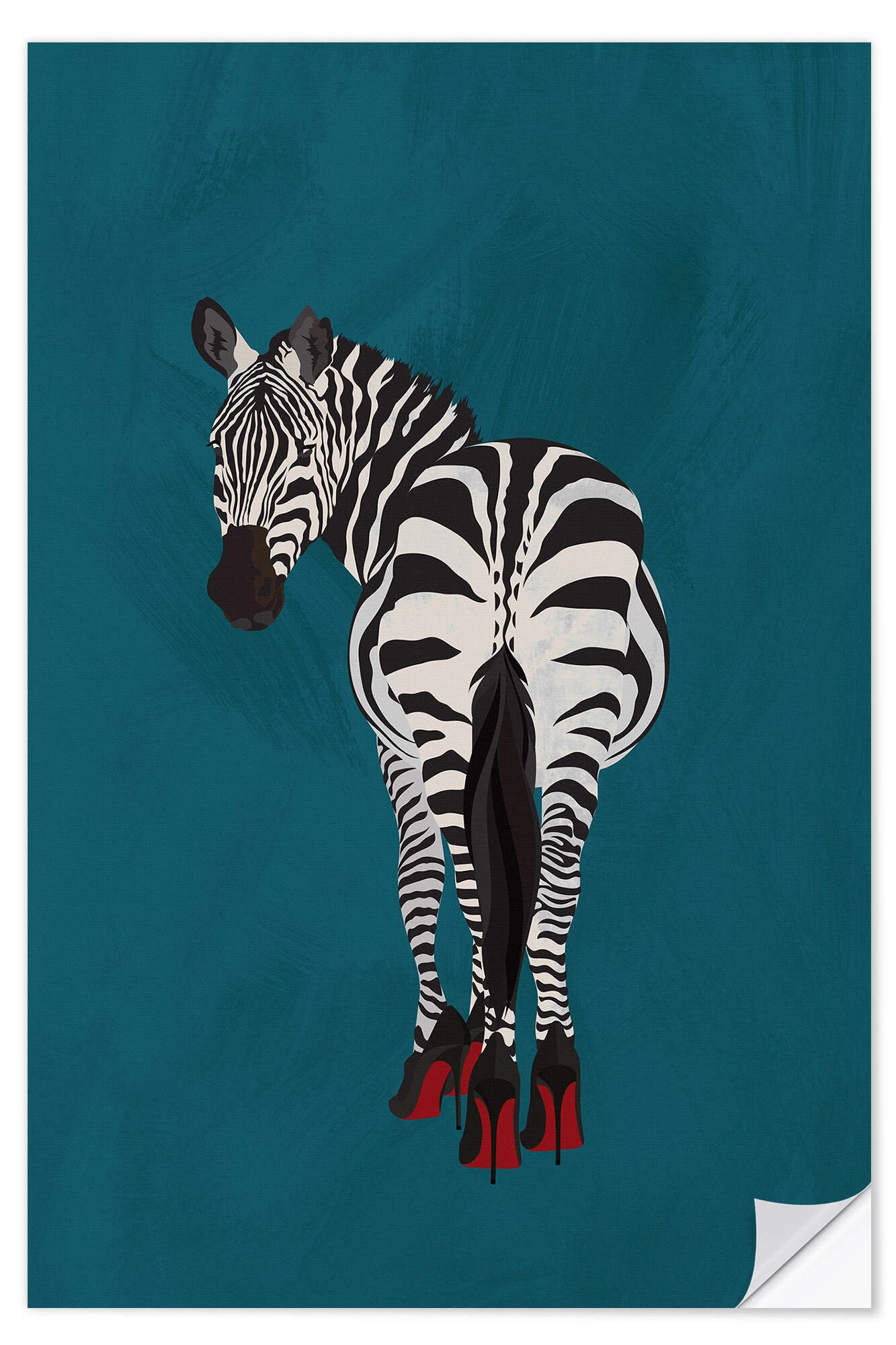 Posterlounge Wandfolie Sarah Manovski, Zebra auf Highheels, Kinderzimmer Illustration