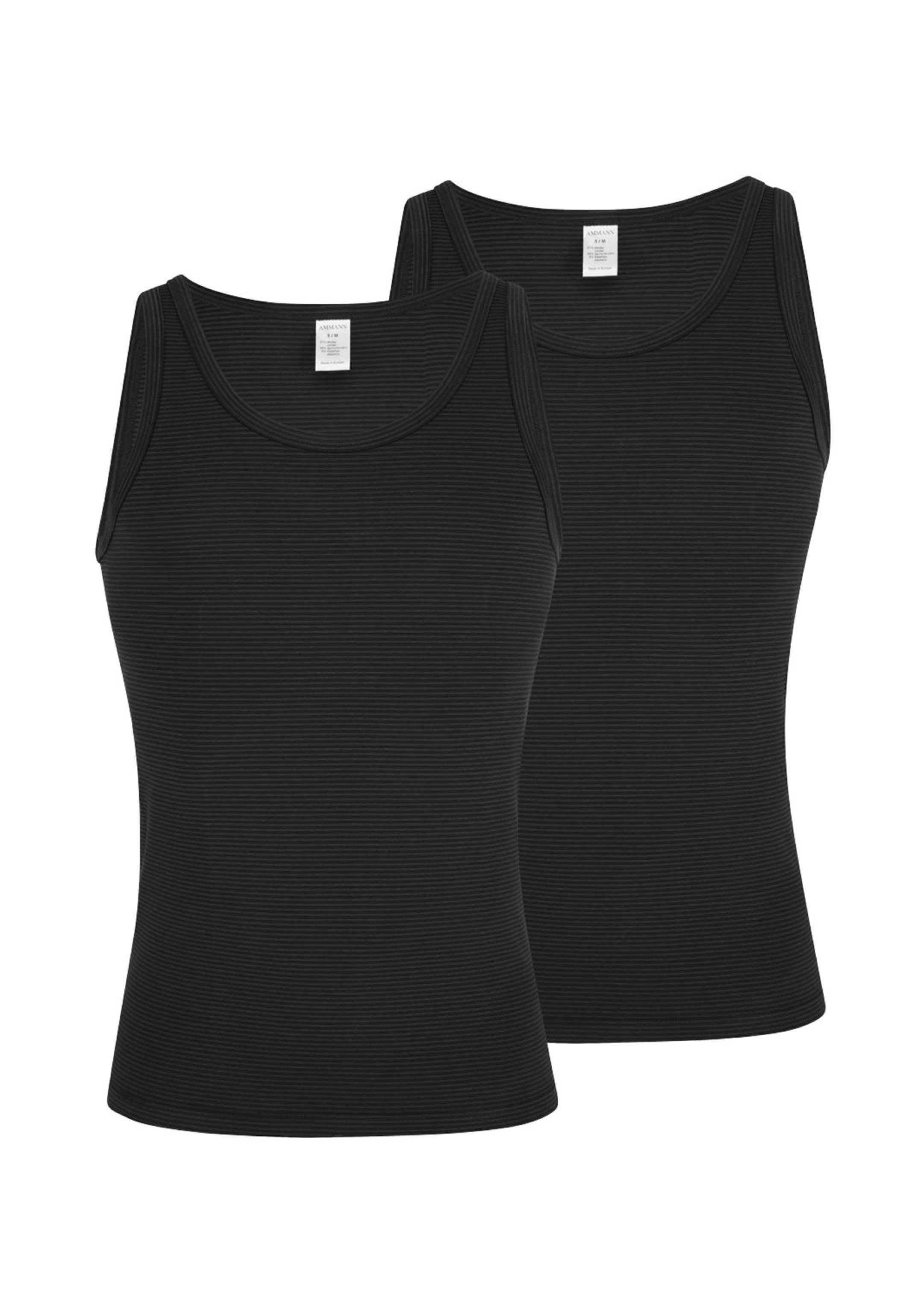 Ammann Unterhemd 2er Pack Cotton & More (Spar-Set, 2-St) Unterhemd / Tanktop - Klassische Schnittform, Angenehm auf der Haut Schwarz