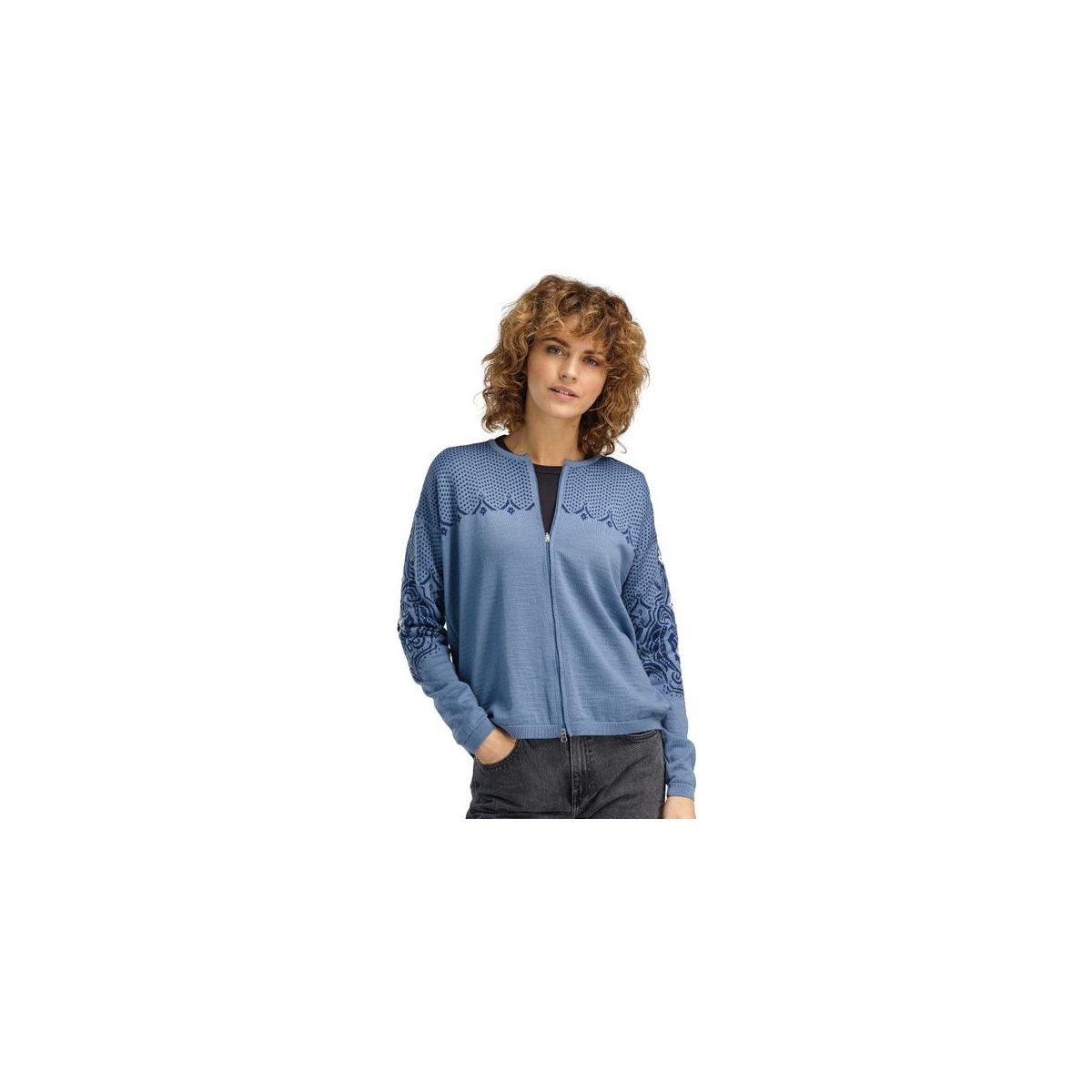 Dale of Norway Kapuzenstrickjacke Rosendal Fem Jacket Elegante Damenjacke aus weicher Merinowolle mit traditionellem Muster