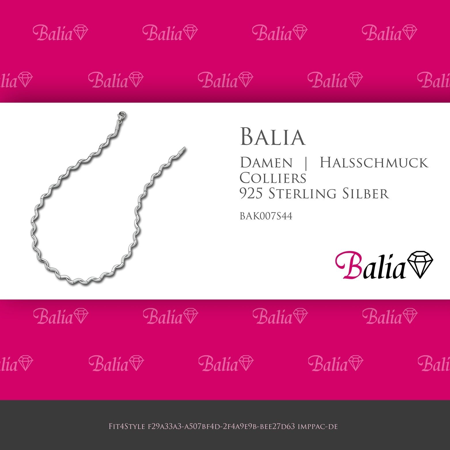 Balia Collier Balia Silber(Welle) ca. 44,5cm, Colliers, Damen für Collier Halsketten 925 mattiert Sterling (Collier), Damen