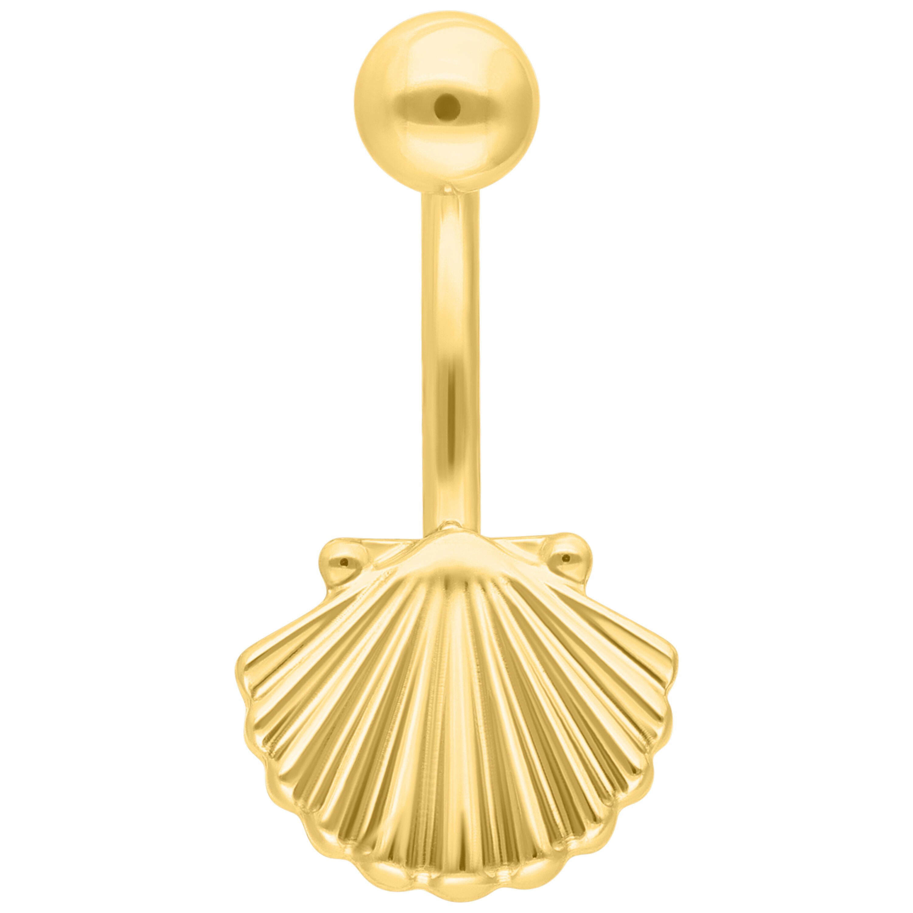 Wildcat Bauchnabelpiercing Shell Bananabell für Bauchnabel, 1 Stück, Titan Grad 23 - wasserfest, hautverträglich, Gold