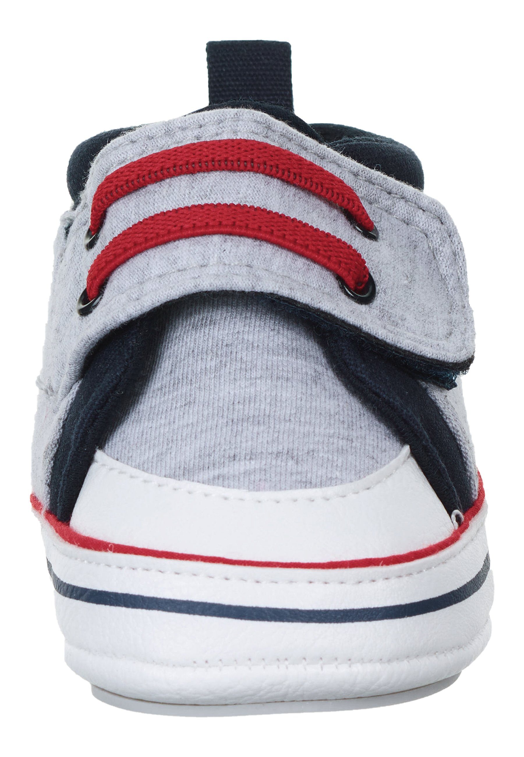 Klett, und Sterntaler® mit farblichen Silber Babyschuhe silber-melange Baumwollstoff Akzenten aus Baby Krabbelschuhe breitem Flexible rutschfester Schuhe - Paspel in Sohle Krabbelschuh - mit Babyschuh (1-tlg)