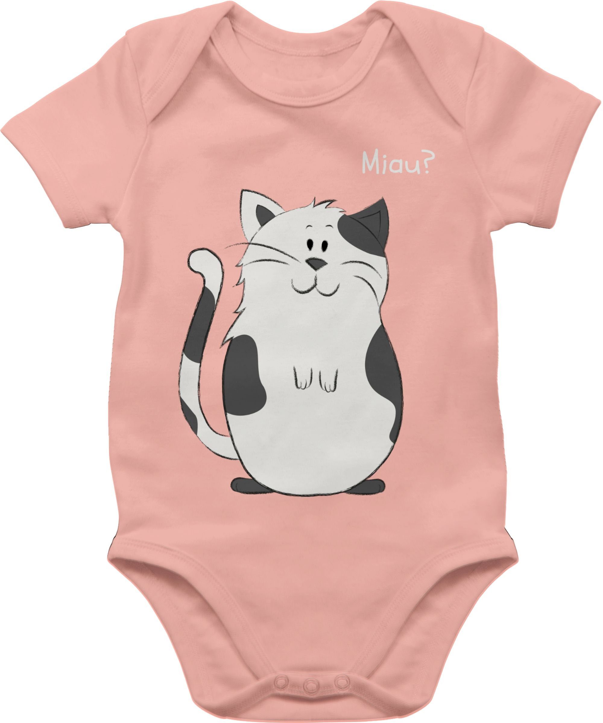 Shirtracer Shirtbody lustige Katze Tiermotiv Animal Print Baby 3 Babyrosa | Shirtbodies