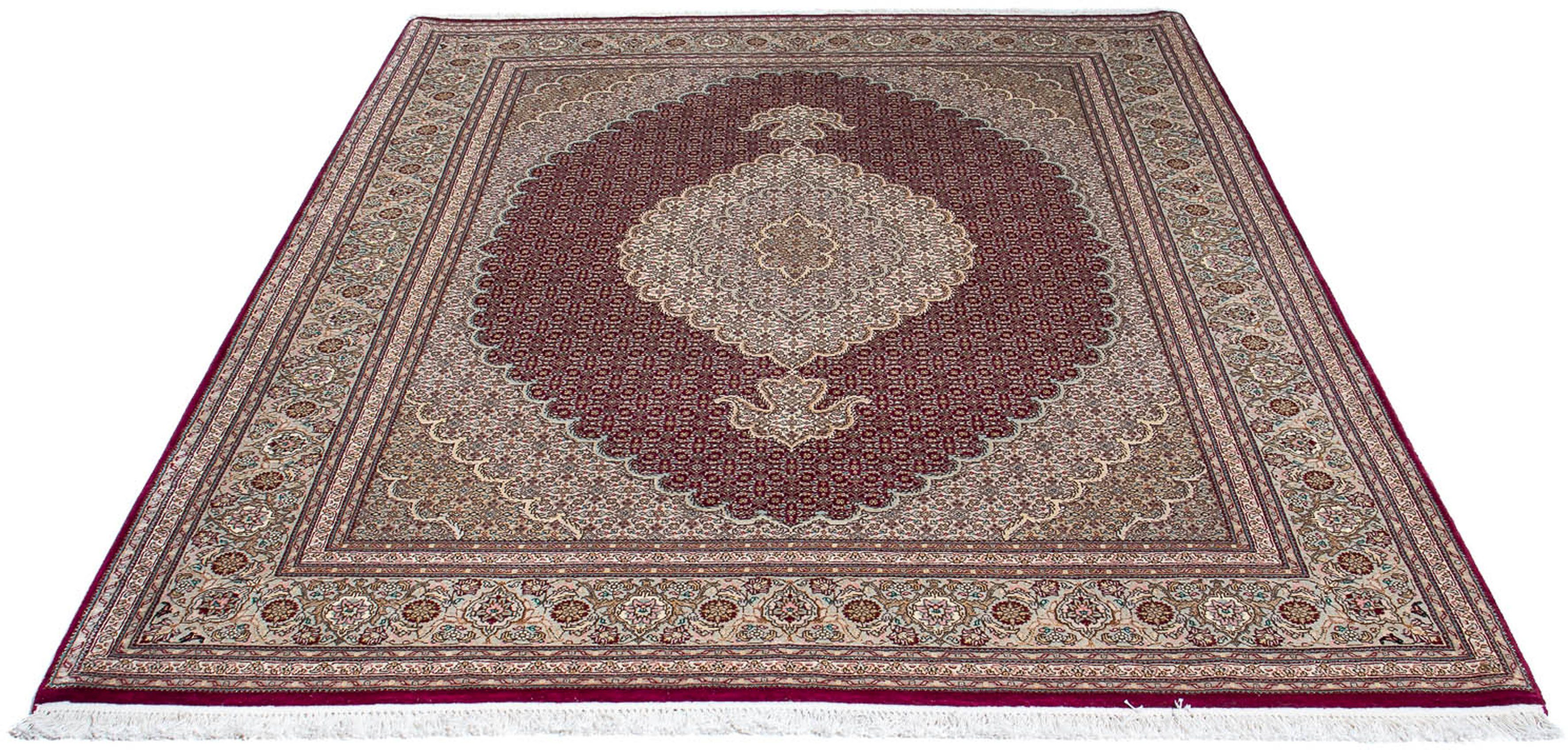 Orientteppich Perser - Täbriz - 209 x 153 cm - dunkelrot, morgenland, rechteckig, Höhe: 10 mm, Wohnzimmer, Handgeknüpft, Einzelstück mit Zertifikat