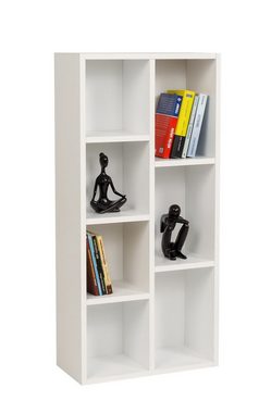Furni24 Bücherregal Bücherregal mit 7 Fächern, weiß, 49,5x24x106 cm