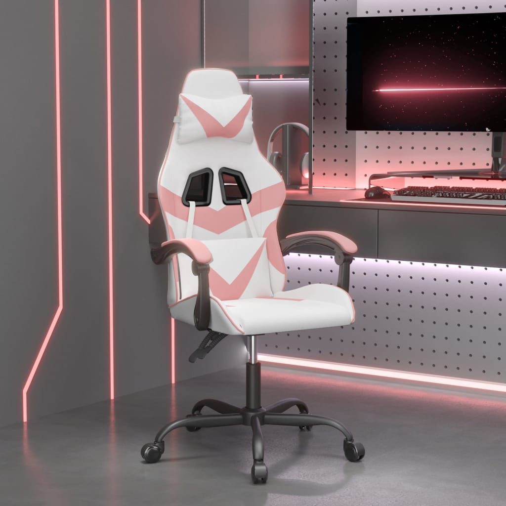Gaming-Stuhl Weiß Rosa 57,5x59,5x(121-131) cm Kunstleder Metall