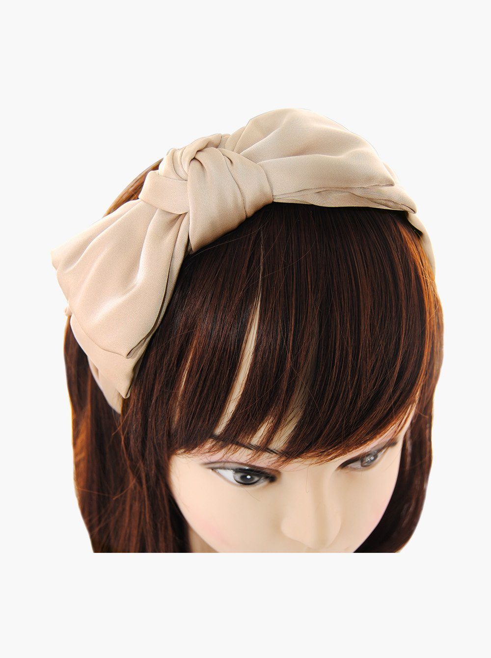 axy Haarreif Haarreif mit große Doppel Schleife aus Satin 16 cm x 7,5 cm, Vintage Damen Haareifen Haarband