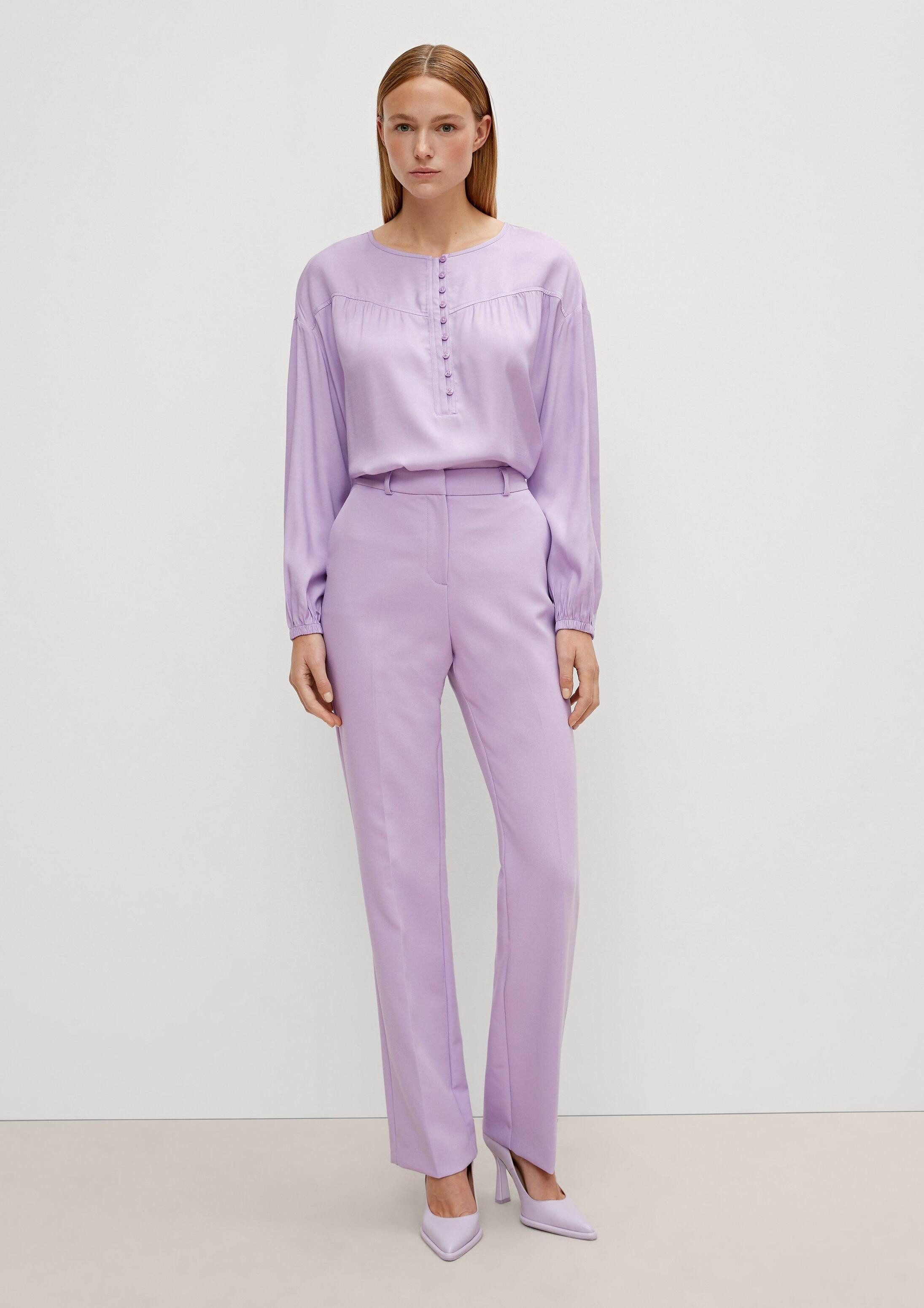 comma Langarmbluse Bluse Bluse mit Henleyausschnitt