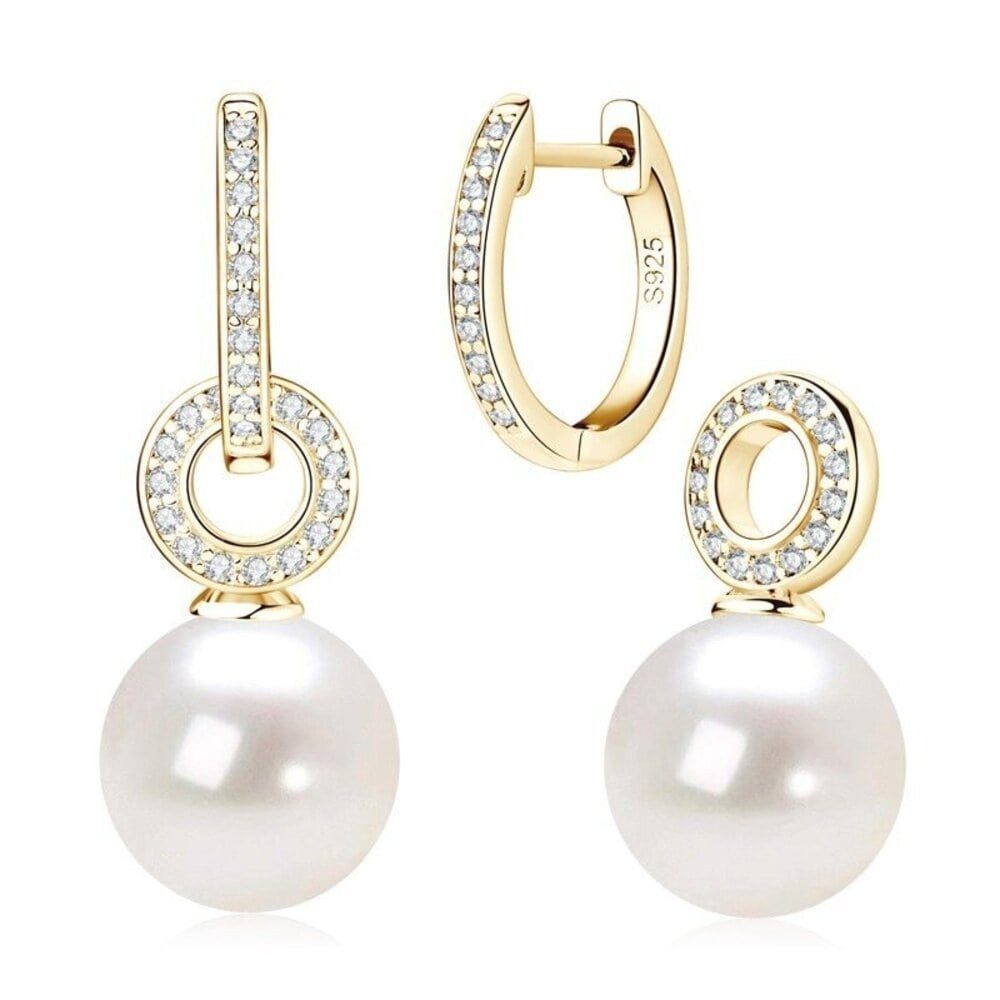 ROUGEMONT Серьги из бисера Luxuriöse Zweiteilige Hoop Perlen Серьги-кольца Серьги 925 Silber (2 Teile), Echtschmuck