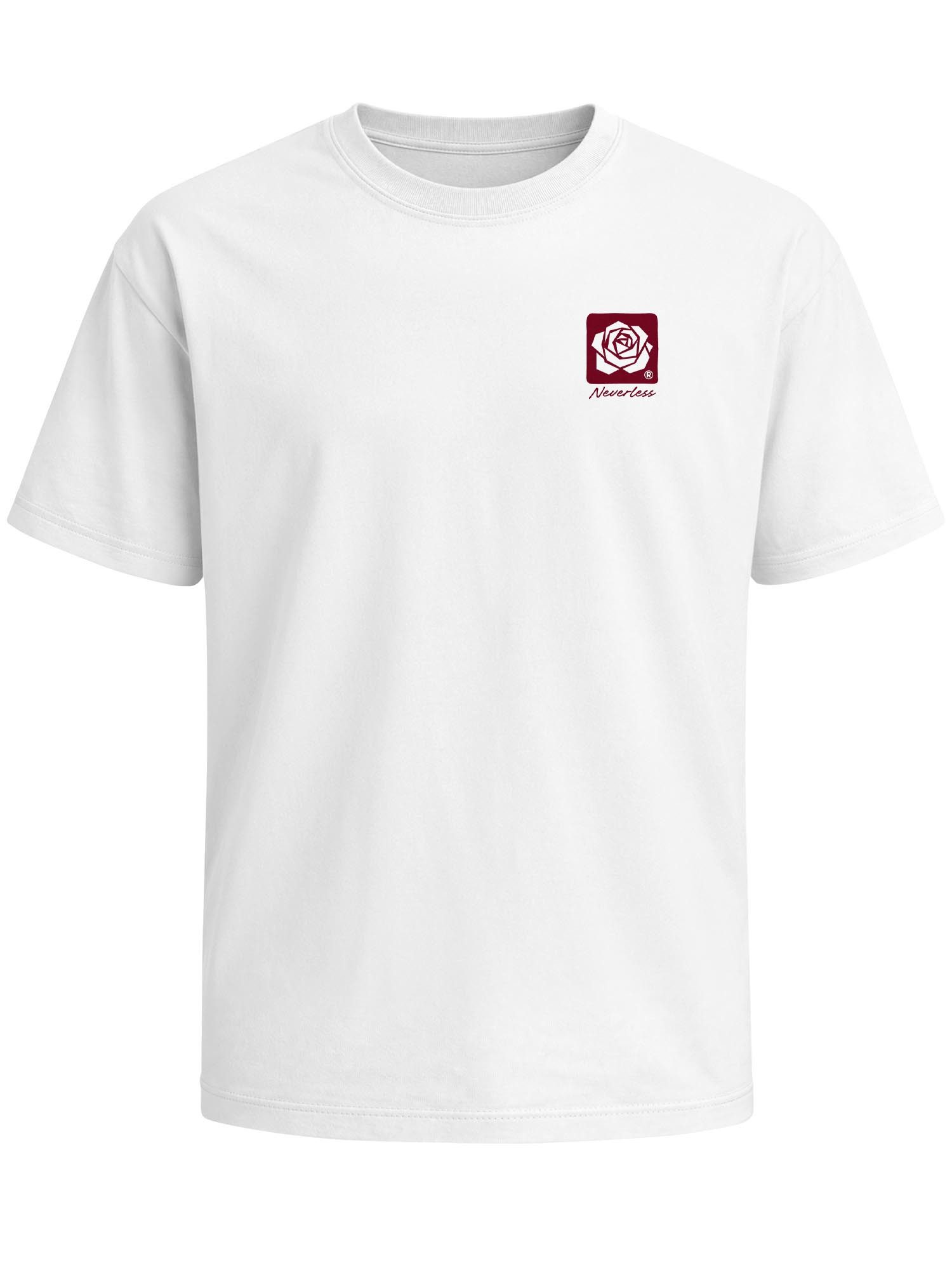Neverless Oversize-Shirt Herren T-Shirt - Rose - Oversized Relaxed Fit Printshirt Sommer mit Print
