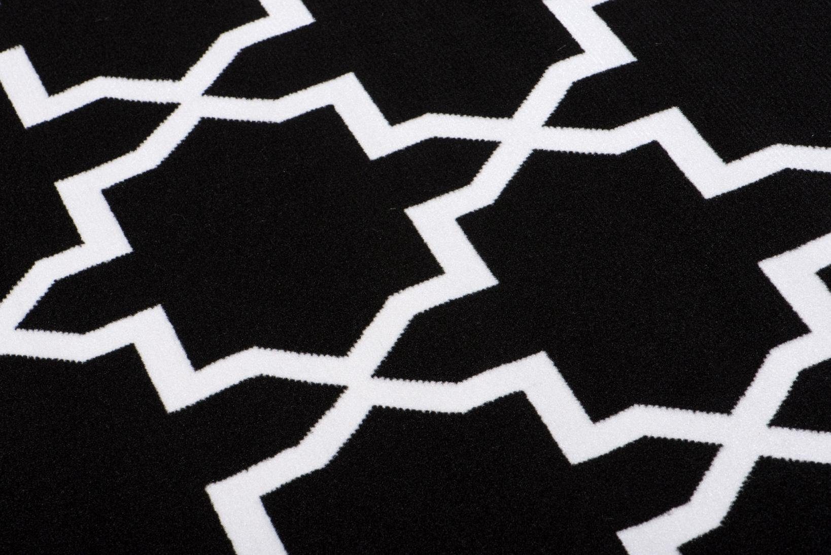 Designteppich Modern Teppich Geometrische schwarz Fußbodenheizung, 80 für cm, 7 Mazovia, - Muster 150 weiß Kurzflor x Kurzflor, Höhe Geeignet mm