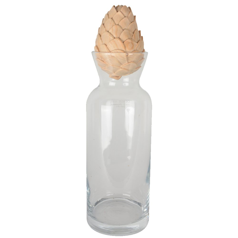 Demi Art Wasserkaraffe Karaffe mit Zapfen aus Zirbenholz