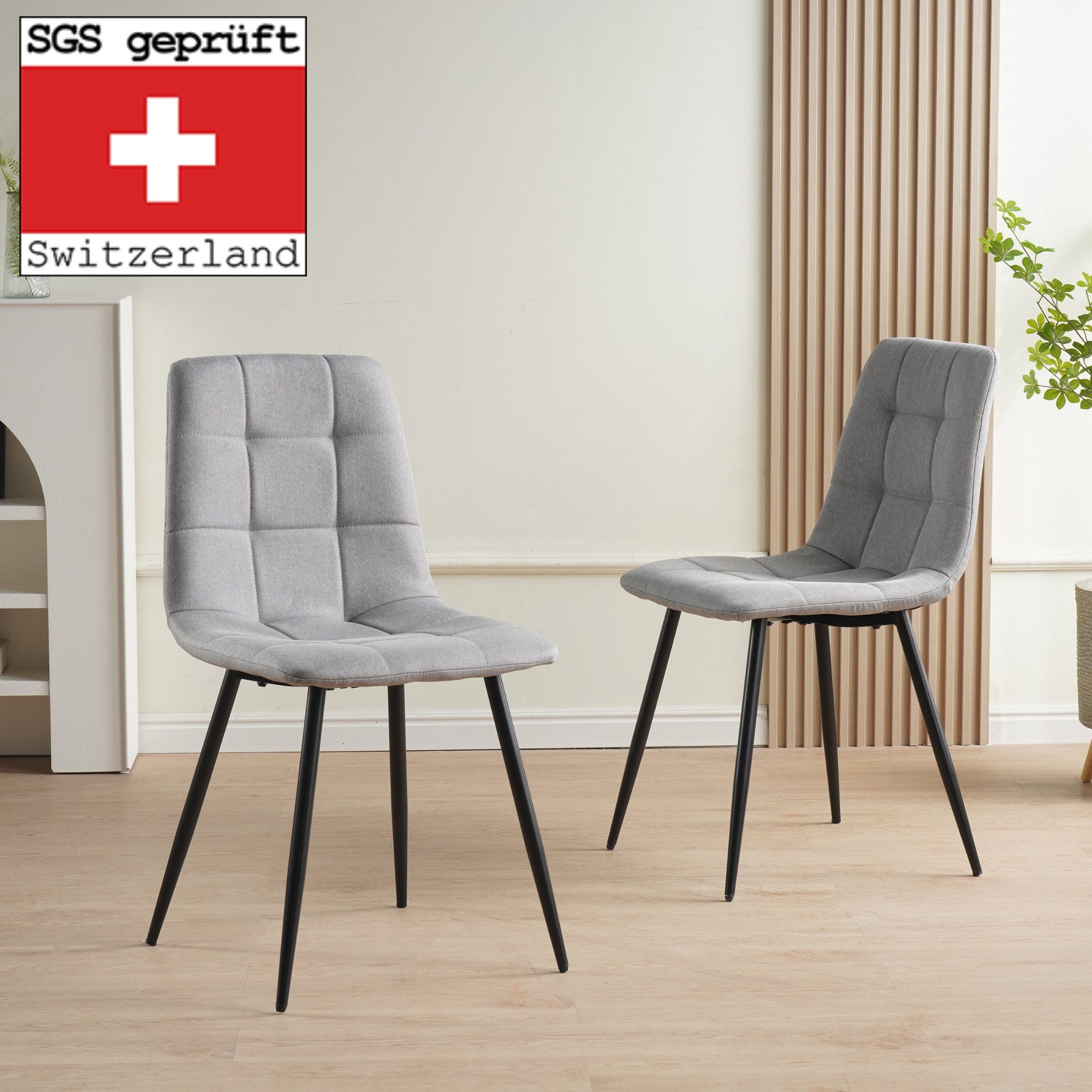 Albatros International Esszimmerstuhl Esszimmerstuhl BORA 4er Set Grau Stof günstig online kaufen