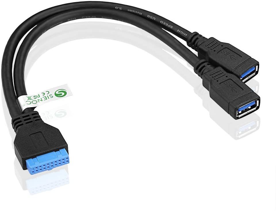 euroharry 0 Pin Header Buchse auf Dual USB 3.0 Typ A Buchse Y-Kabel Computer-Kabel