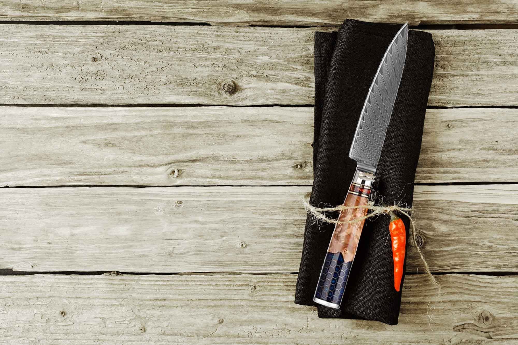 Muxel Gemüsemesser Gemüsemesser Unikate mit verschiedenartigem Farbholzgriff. Scharfe, Jedes Messer ein Unikat