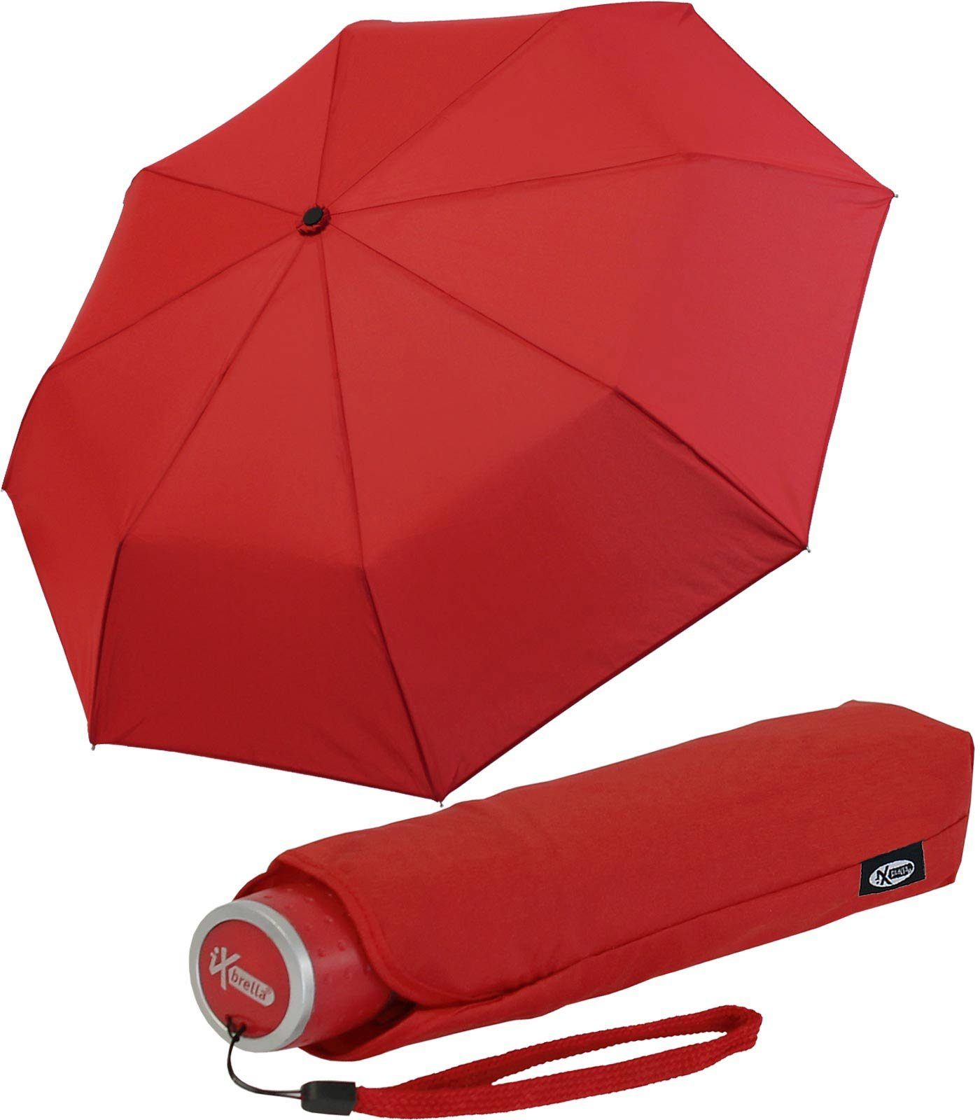 Ultra elegant Dach - Taschenregenschirm Mini dunkel-rot iX-brella extra großem mit leicht, Light -