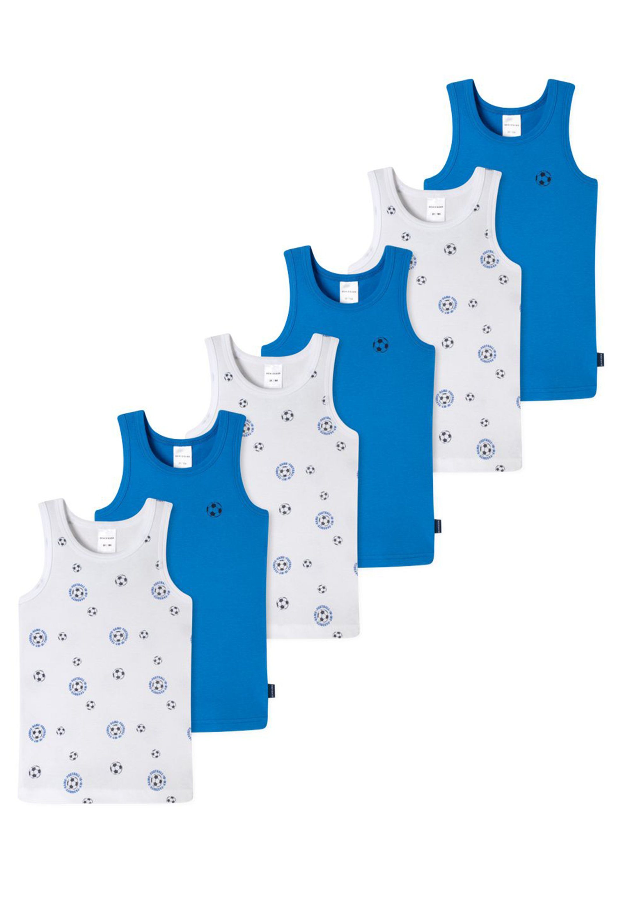 Schiesser Unterhemd 6er Pack Kids Boys Feinripp Organic Cotton (Spar-Set, 6-St) Unterhemd / Tanktop - Baumwolle - Mit komfortablem Rundhalsausschnit