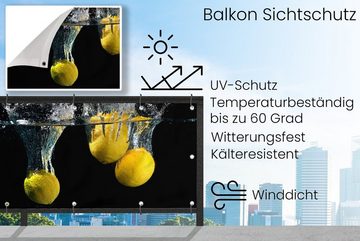 MuchoWow Balkonsichtschutz Zitrone - Frucht - Stilleben - Wasser - Gelb (1-St) Balkonbanner, Sichtschutz für den Balkon, Robustes und wetterfest
