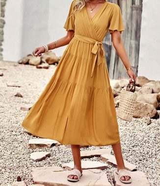 AFAZ New Trading UG Sommerkleid Langes Damenkleid, elegantes Sommerkleid in A-Linie Lockere lange Röcke für Damen, weiche Kleider, bezaubernde Kleider
