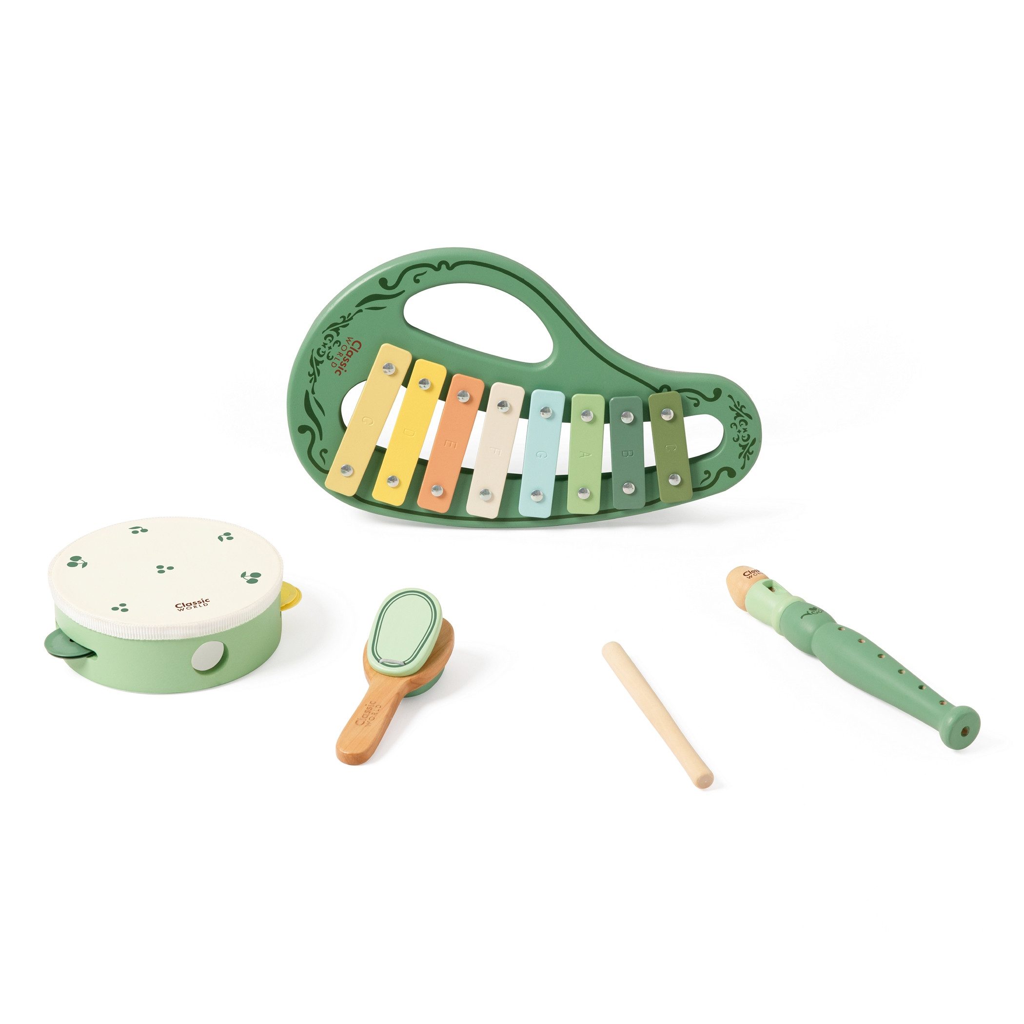 Classic World Spielzeug-Musikinstrument Classic World - Musikset Vintage - 40x28x6,5cm - ab 18 Monaten, (1 tlg), Aus Holz