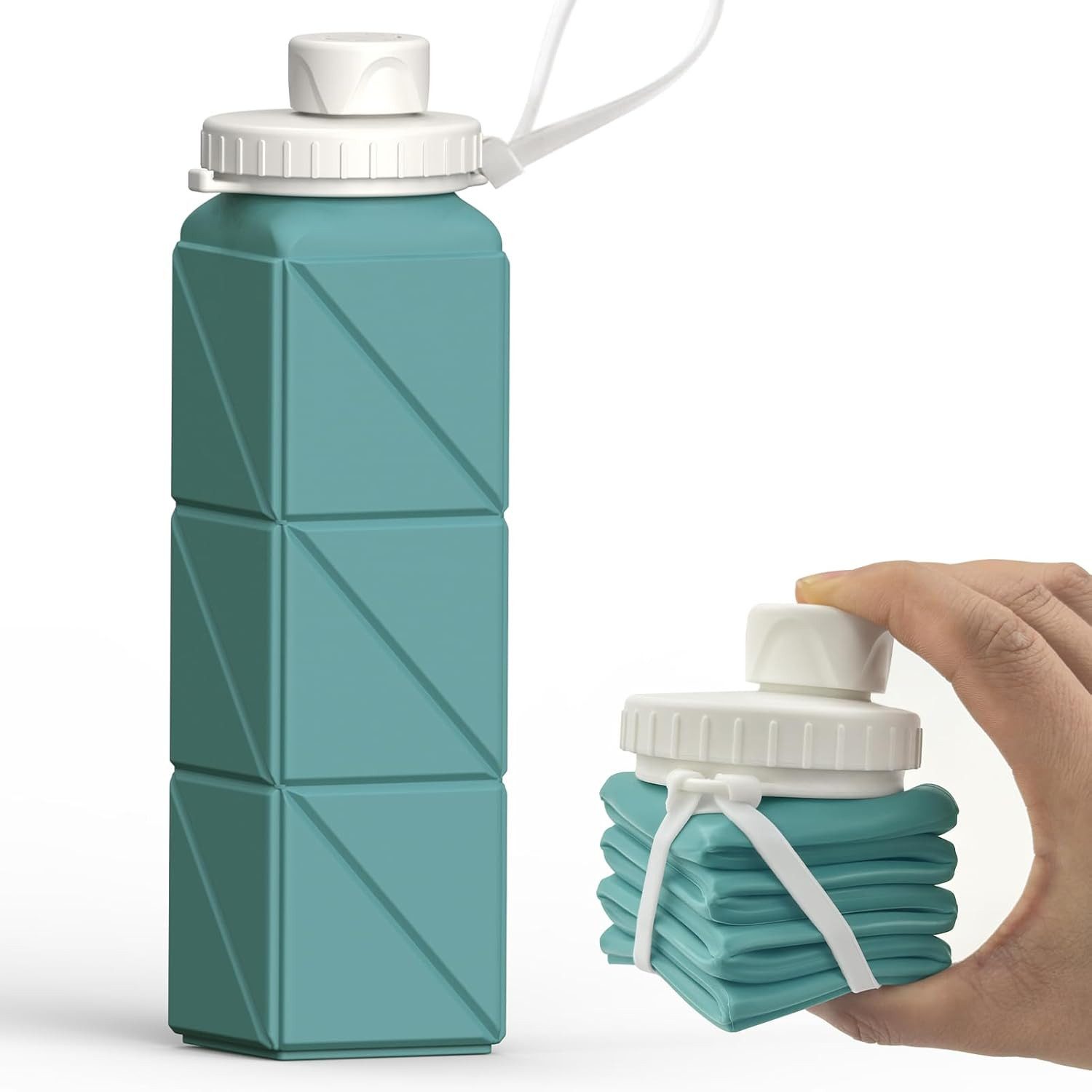 FELIXLEO Trinkflasche 2 PCS Faltbare Trinkflasche 610ml Silikon Wasserflasche Blau