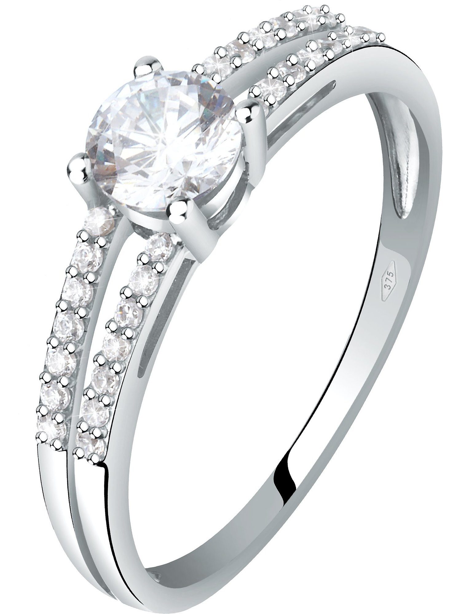 Fingerring CHRIST Damen-Damenring 375er Weißgold Zirkonia