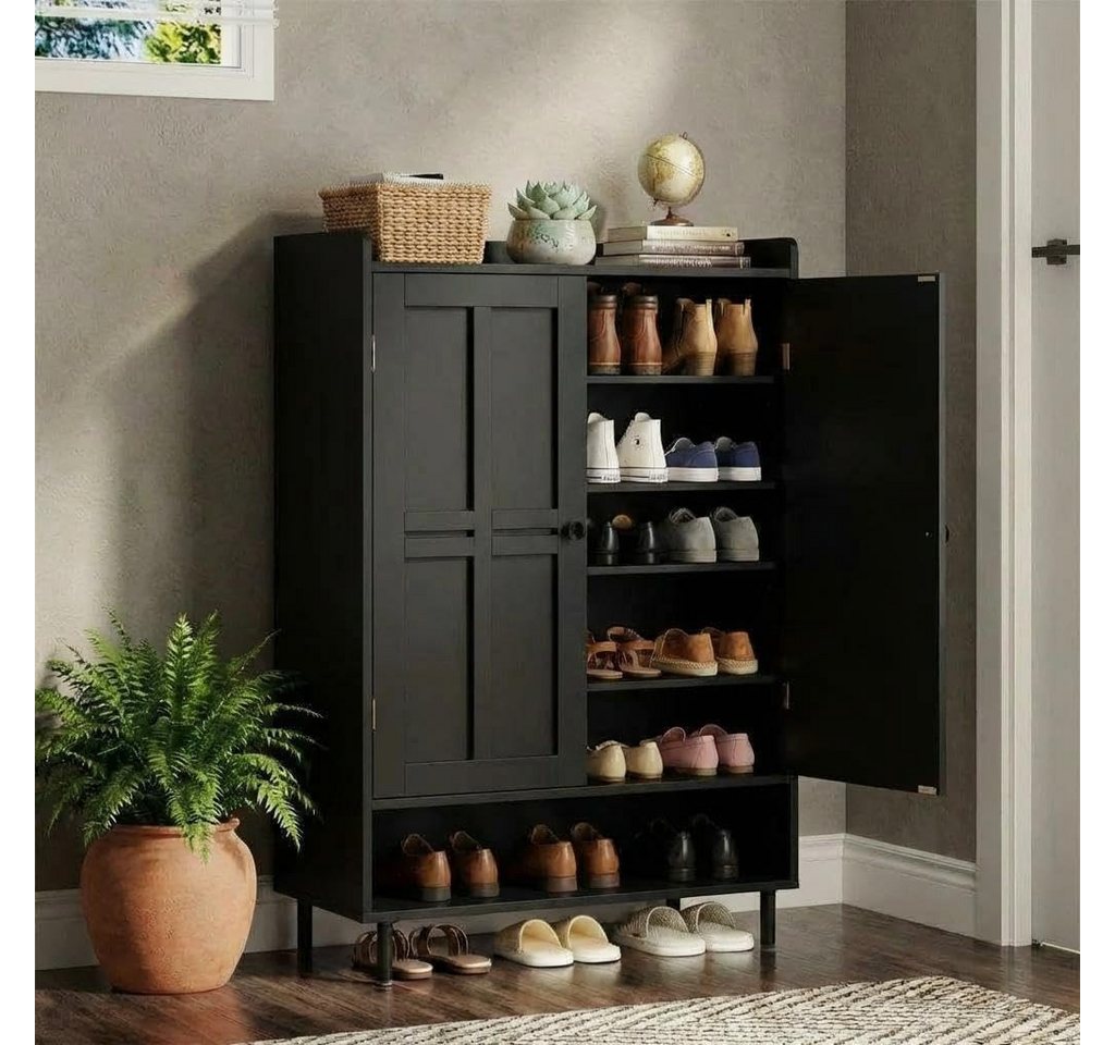 GarveeMore Schuhschrank 6-Stöckiger Mit 3 Verstellbaren Einlegeböden,75x35x114.5cm Schuhschrank Im Landhausstil Mit Profilierten Türen Für Eingang