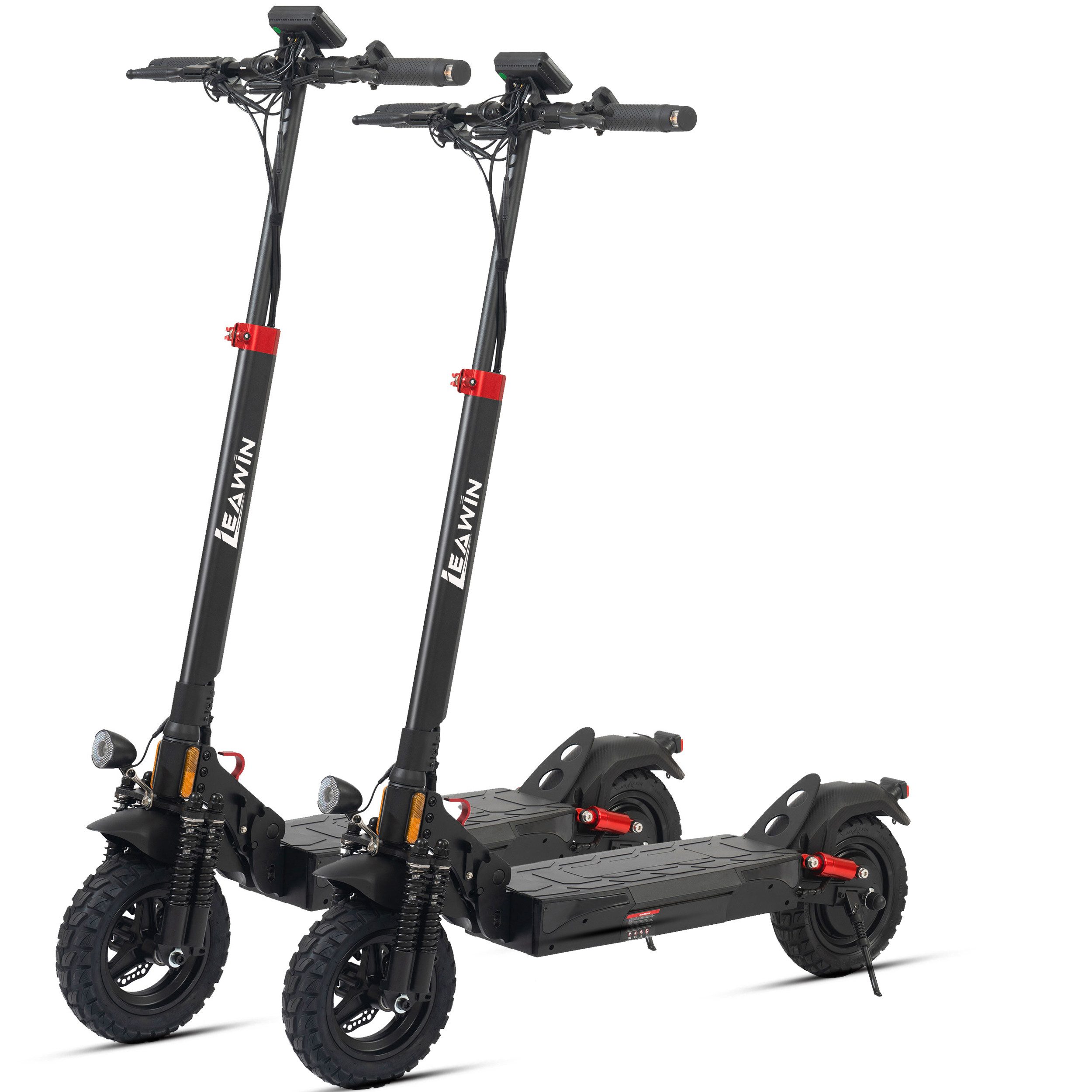 WHEELYOU E-Scooter 10'' E-roller, 2 Stück, mit Straßenzulassung, Bilnker, klappbar, 500,00 W, 20 km/h, (120kg Tragfähigkeit, 25% Steigung, 4 Stoßdämpfer), max. 60km Reichweite, 48V 600Wh Akku, höhenverstellbar, Vollfederung