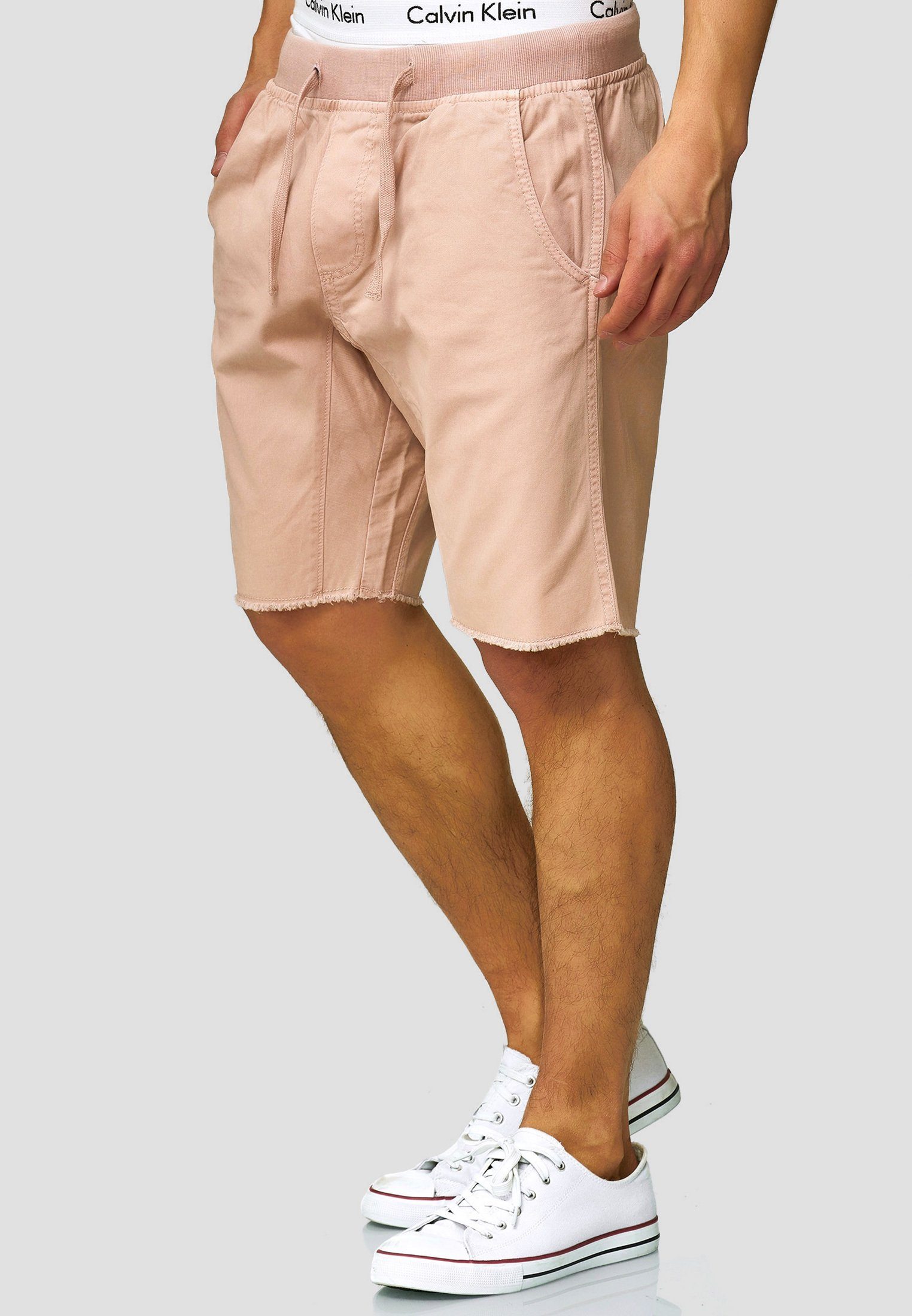 Indicode Chinoshorts Herren Carver Chino Shorts Herrenshorts mit elastischem Bund und Kordelzug