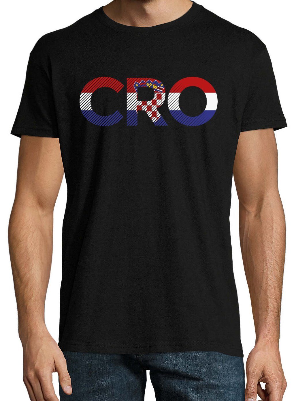 Youth Designz T-Shirt Look Fußball T-Shirt Frontprint Kroatien Herren mit Schwarz CRO im