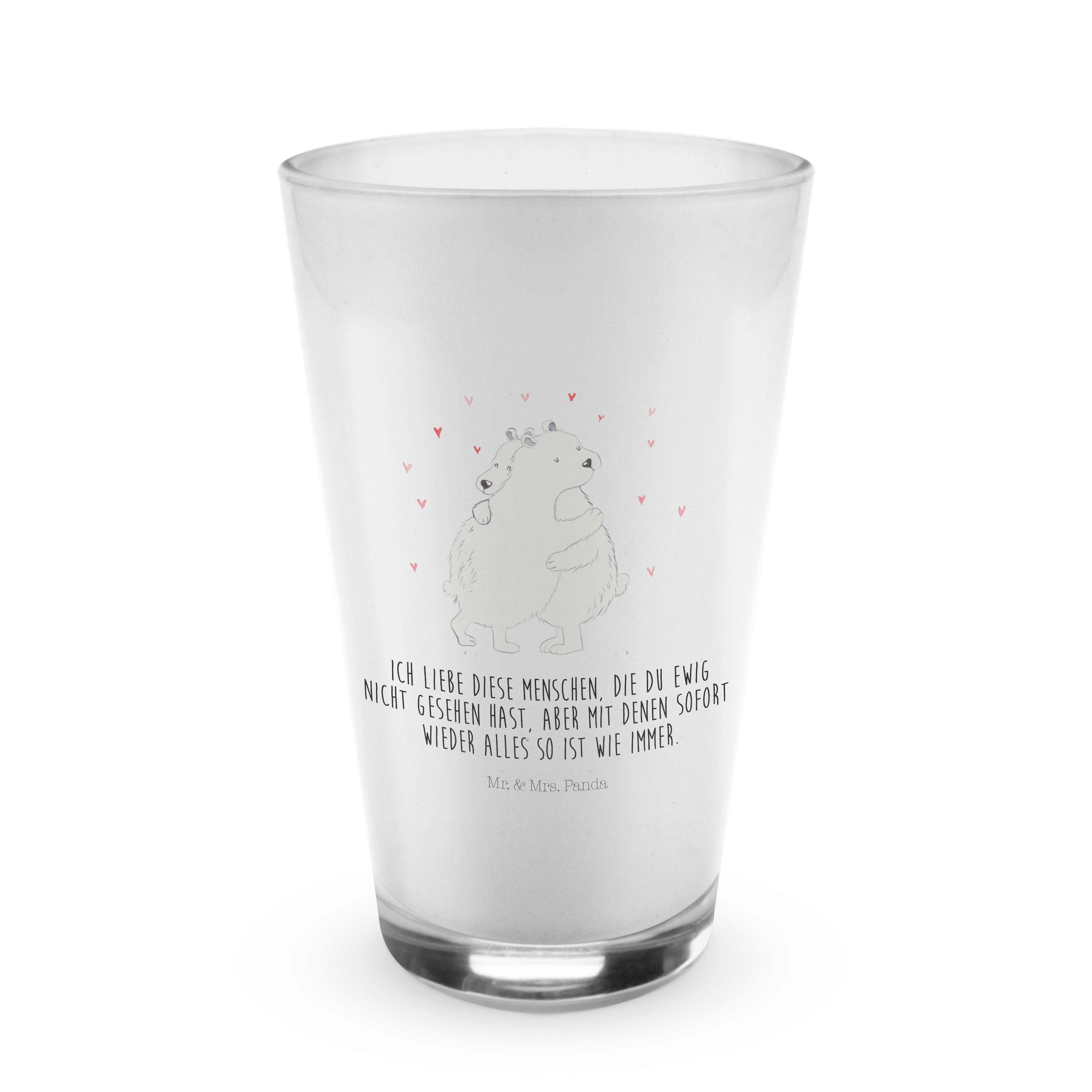 Mr. & Mrs. Panda Glas Eisbär Umarmen - Transparent - Geschenk, Gute Laune, Cappuccino Glas, Premium Glas