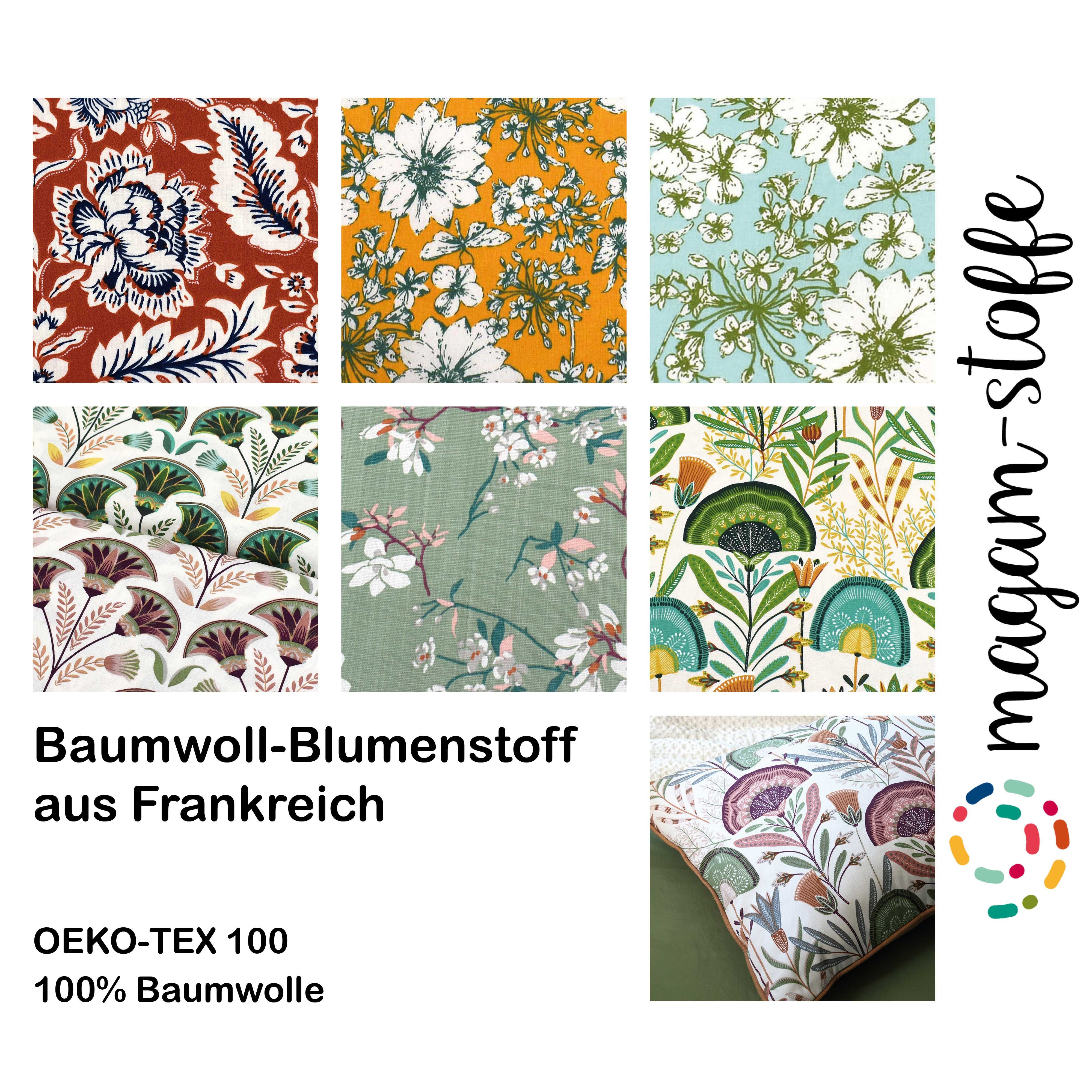 MAGAM-Stoffe Stoff Blumen, Baumwollstoff aus Frankreich OEKO-TEX Meterware ab 50cm