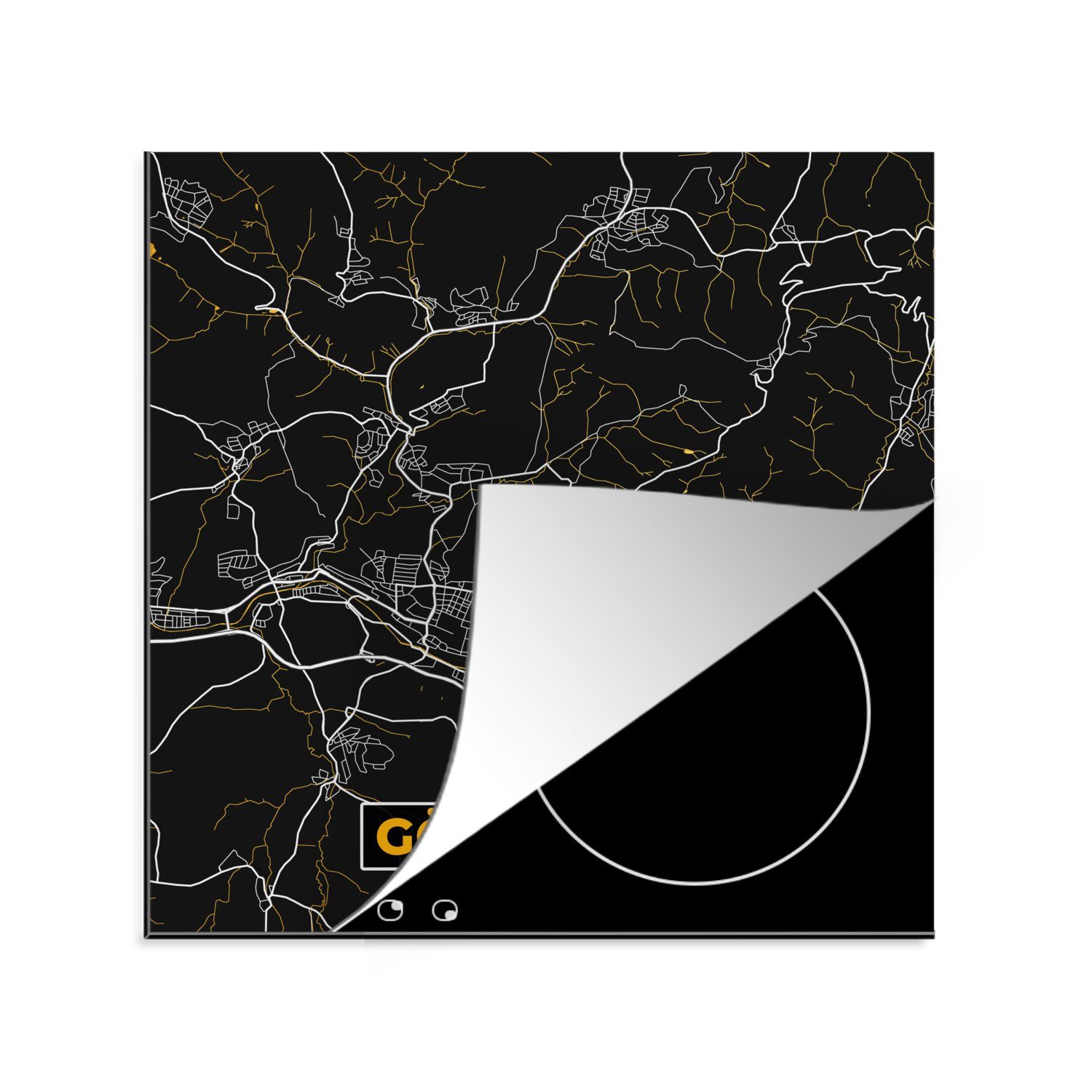 MuchoWow Herdblende-/Abdeckplatte Stadtplan - - Deutschland Gold tlg), - Karte, (1 78x78 Ceranfeldabdeckung, Arbeitsplatte für Karte cm, - - küche Vinyl, Göppingen