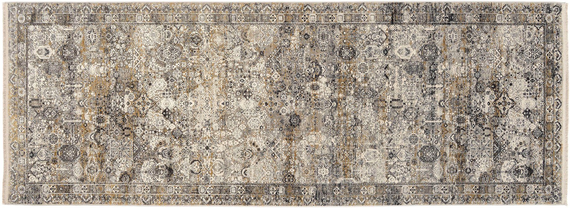 OCI DIE TEPPICHMARKE Läufer BESTSELLER TADI, rechteckig, Höhe: 8 mm, Glanz Viskose, mit Fransen, Hoch Tief Struktur, Vintage, Wohnzimmer