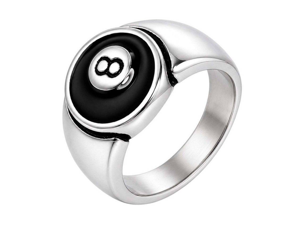 Taffstyle Fingerring Siegelring Herren Edelstahl 8 Ball Ring Biker Rocker massiv silber (Massiver Edelstahl-Siegelring mit detailreichem 8 Ball Motiv, 15 mm Ringkopf und markantem Biker Design Billiard Kugel)