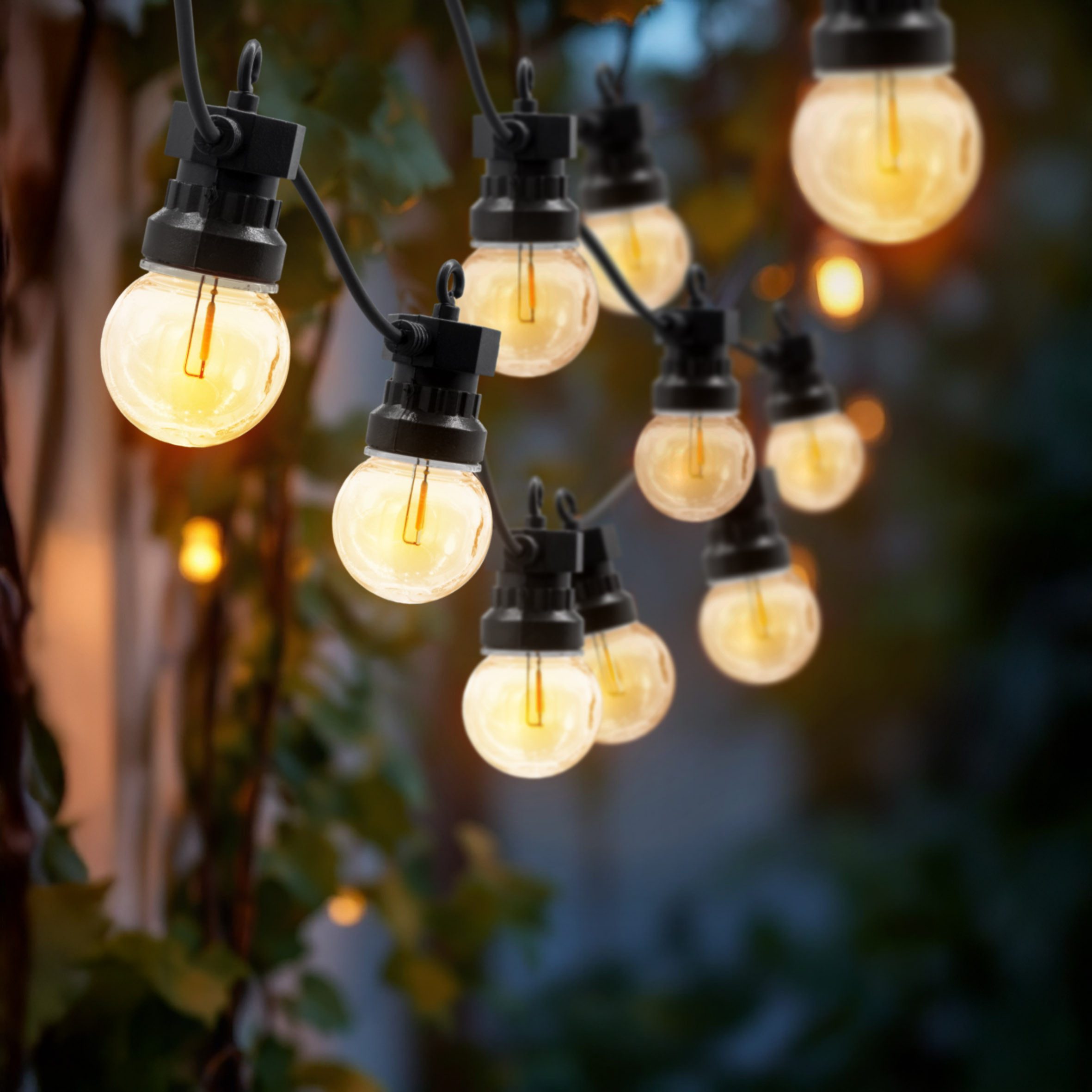LED-Lichterkette Außen Lichterkette 20 LED Glühbirnen mit Timer - 950 cm