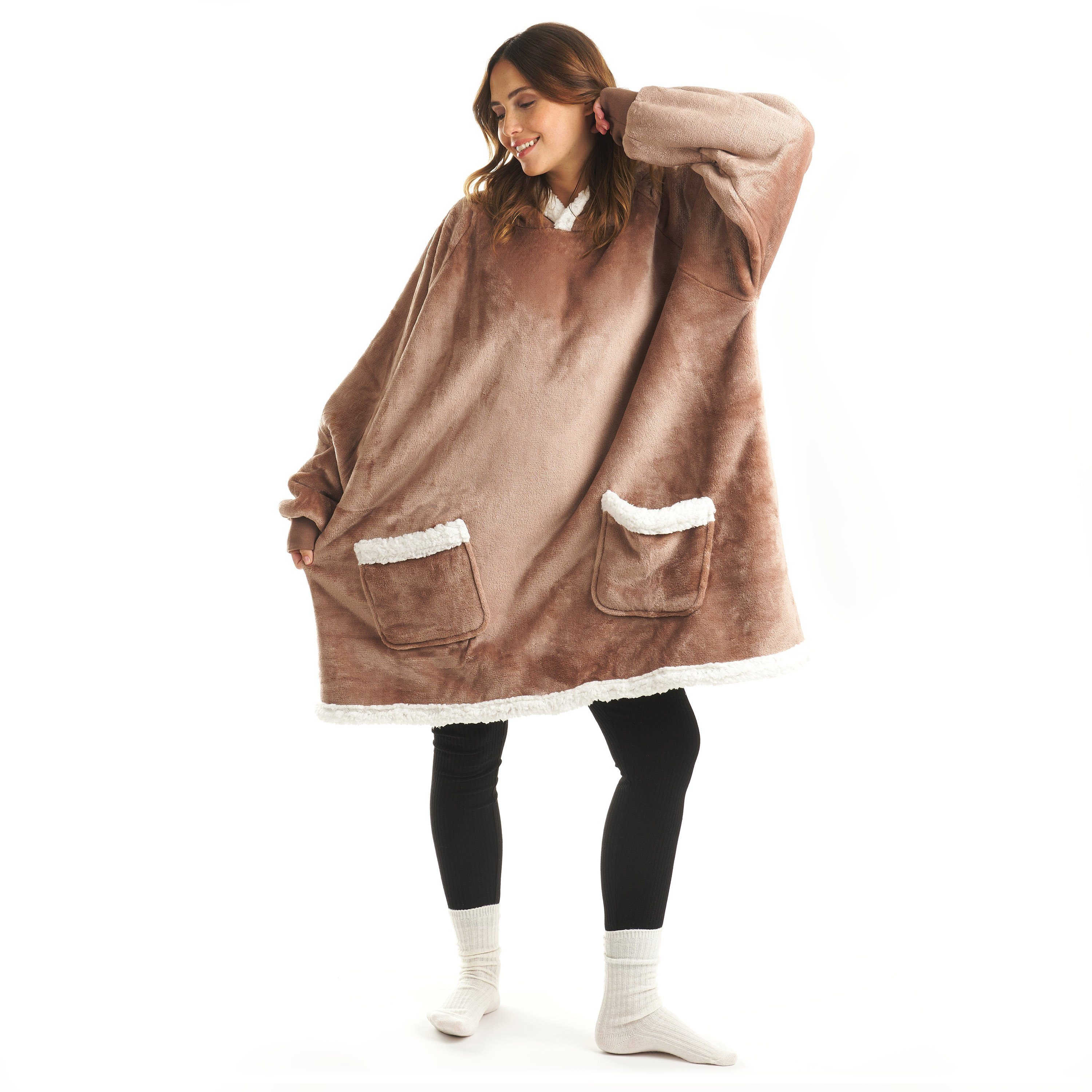 Blumtal Hoodie Ärmeldecke Unisex - flauschig mit Ärmeln - OEKO-TEX zertifiziert mit Ärmeln und Fußtasche