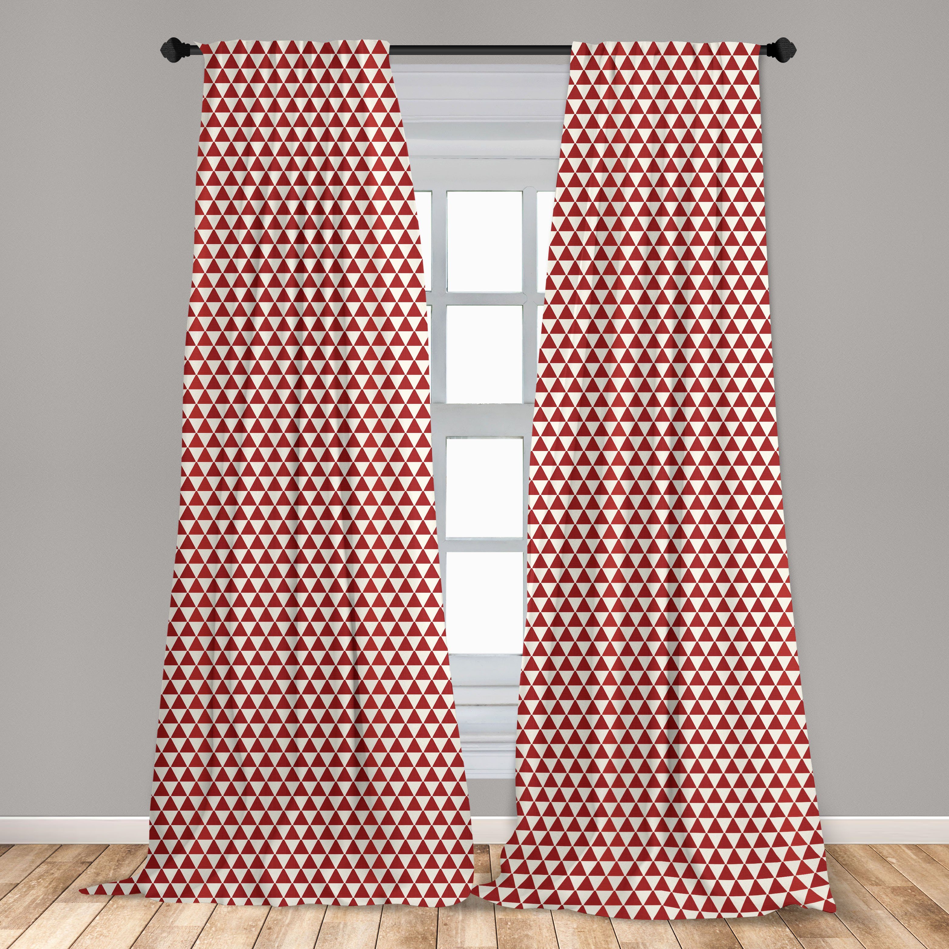 Gardine Vorhang für Wohnzimmer Schlafzimmer Abakuhaus, Geometrisch Triangles Dekor, Microfaser, bicolor
