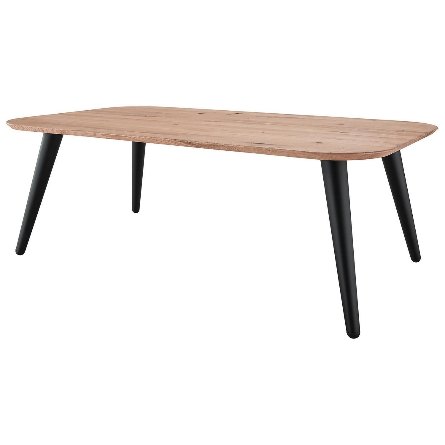 Gradel Couchtisch NOAH, Braun, Schwarz, Wildeichenholz massiv, Metallgestell, B 120 x H 43 x T 70 cm