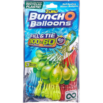 ZURU Wasserbombe »Bunch o Balloons«, 100 Wasserbomben für Kinder, selbst verschließend, ohne Knoten, aus recycelbaren Materialien, Wasserspielzeug, mehrfarbig